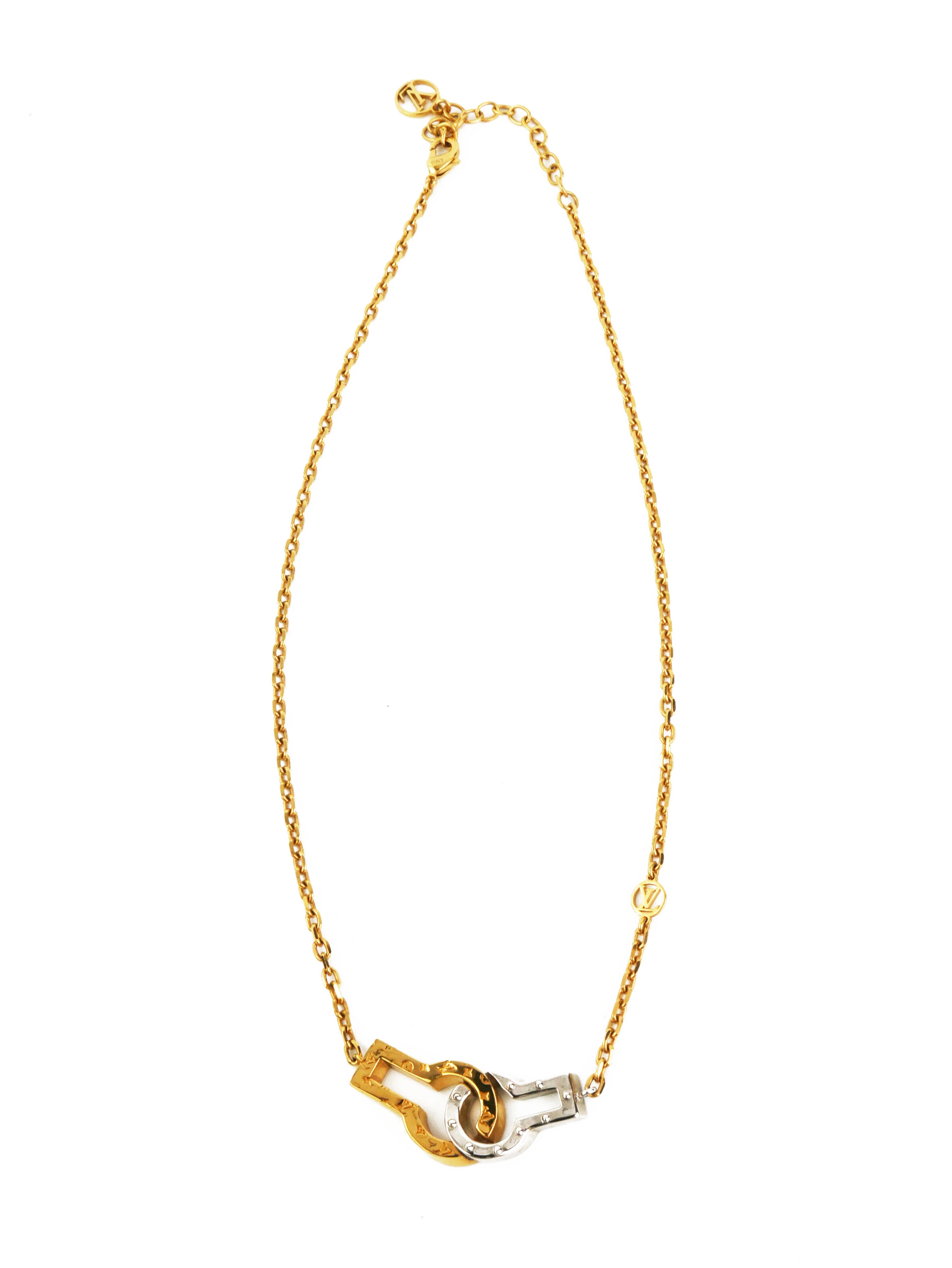 Louis Vuitton Gold 
Silver Twin Locks Necklace