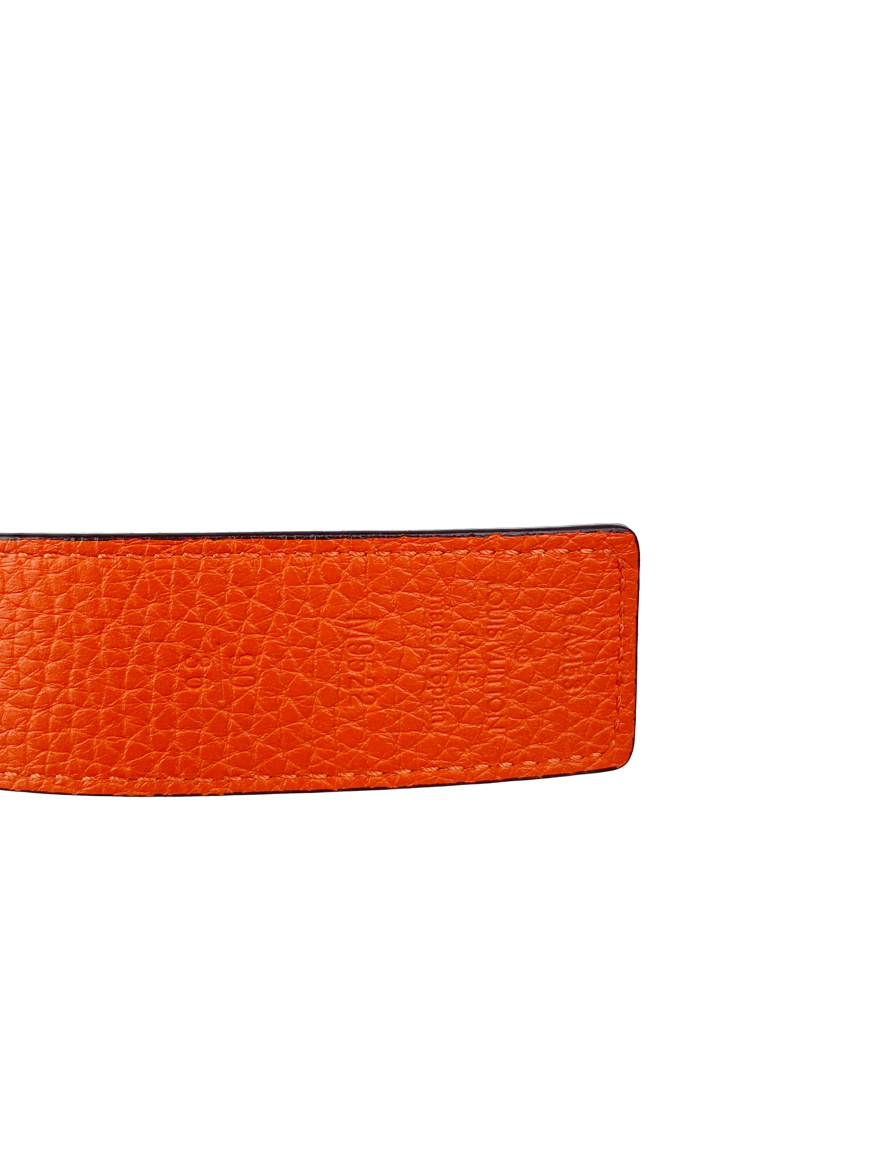 Louis Vuitton Orange 
Brown Reversible Belt 90