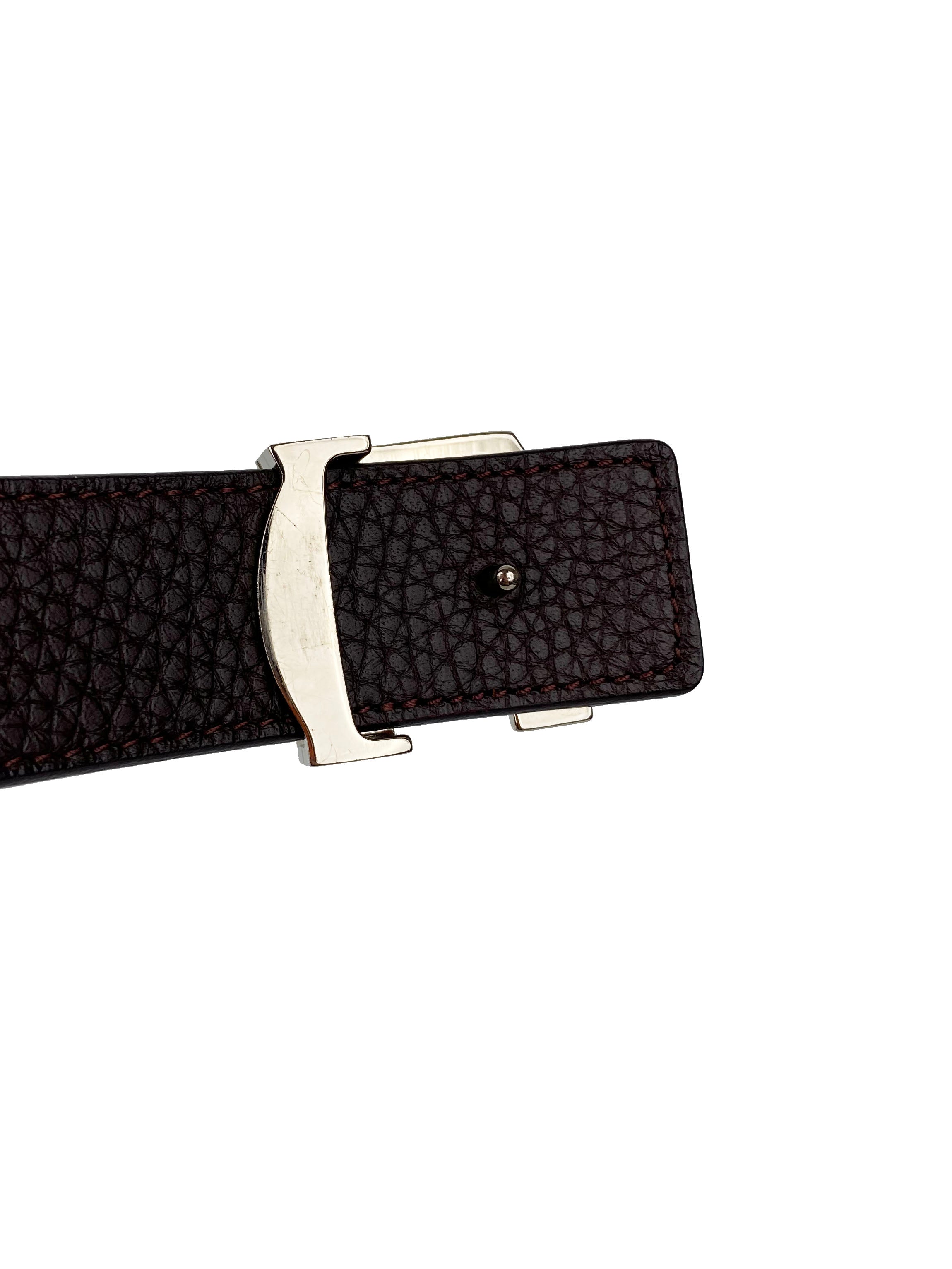 Louis Vuitton Orange 
Brown Reversible Belt 90