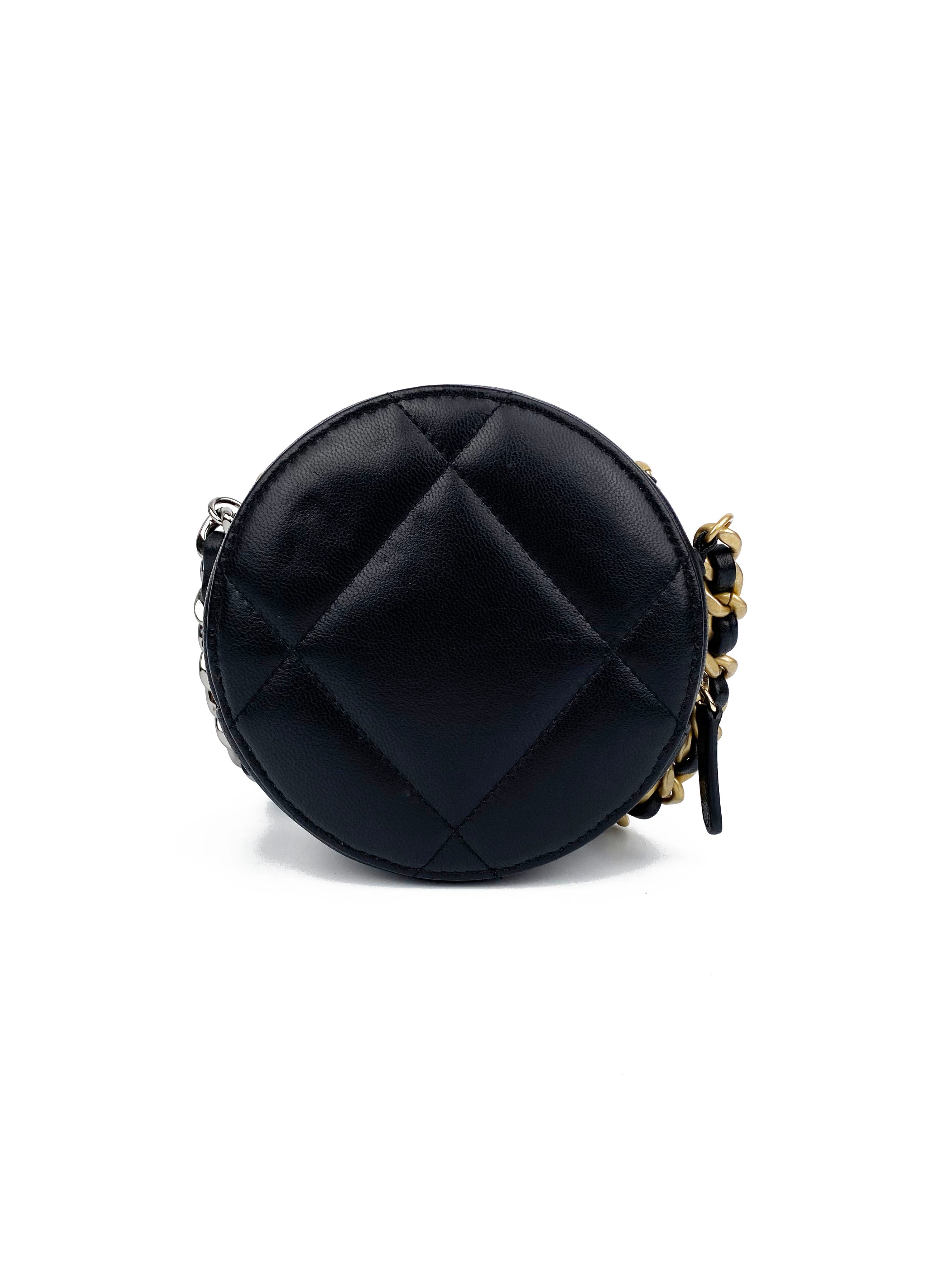 Chanel Black Quilted 19 Round Clutch