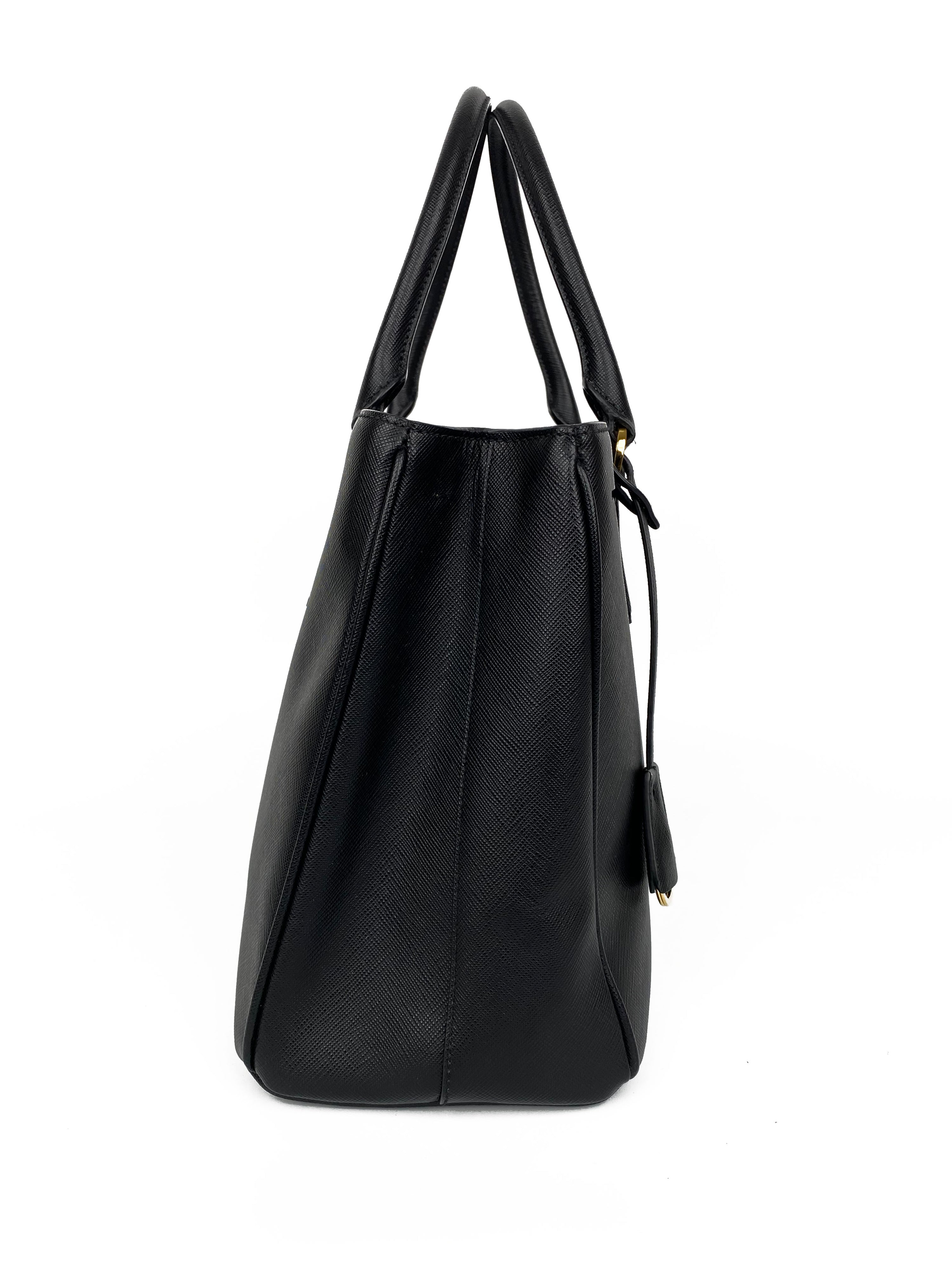 Prada Black Medium Double Zip Lux Tote Bag