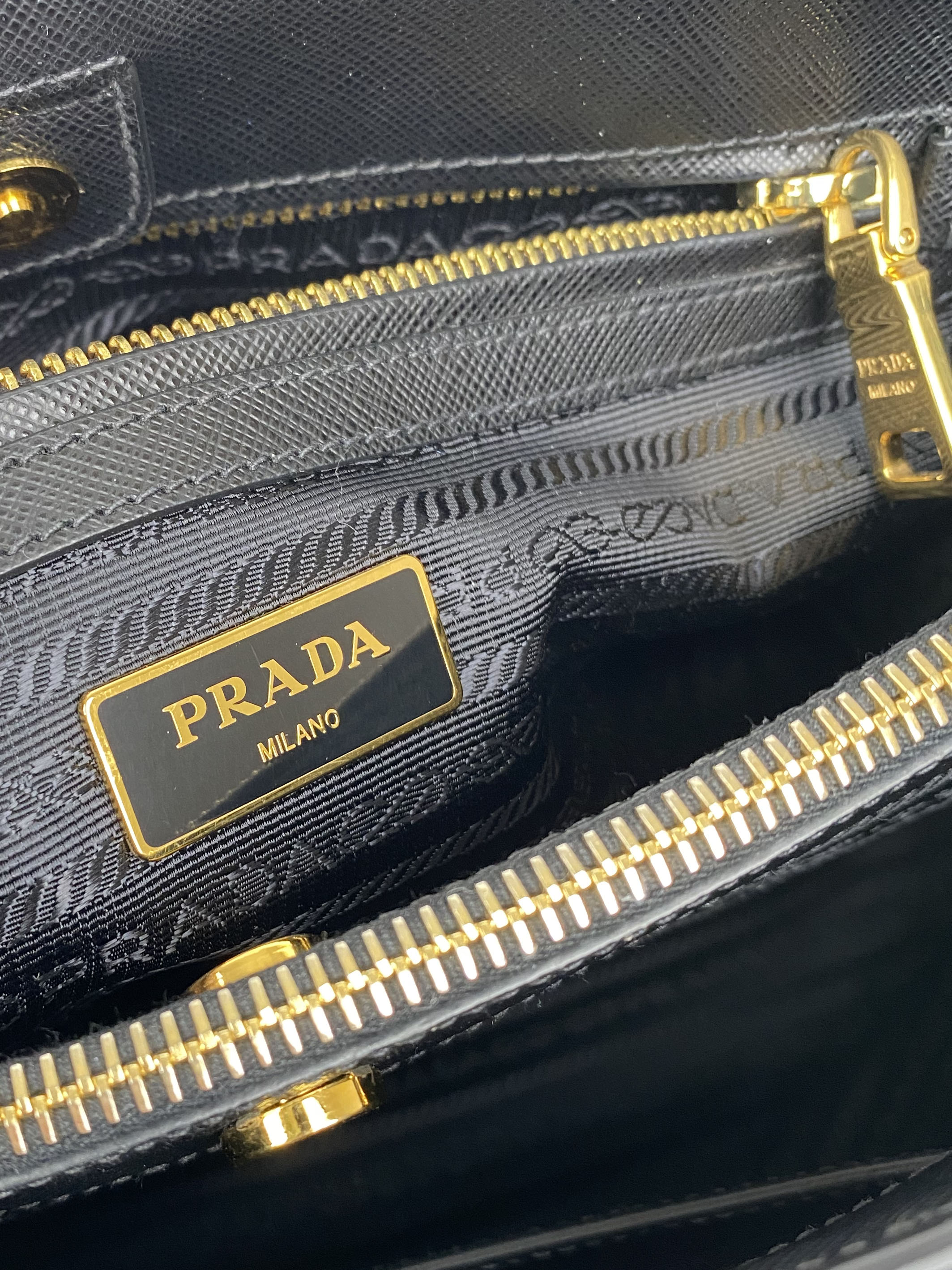 Prada Black Medium Double Zip Lux Tote Bag