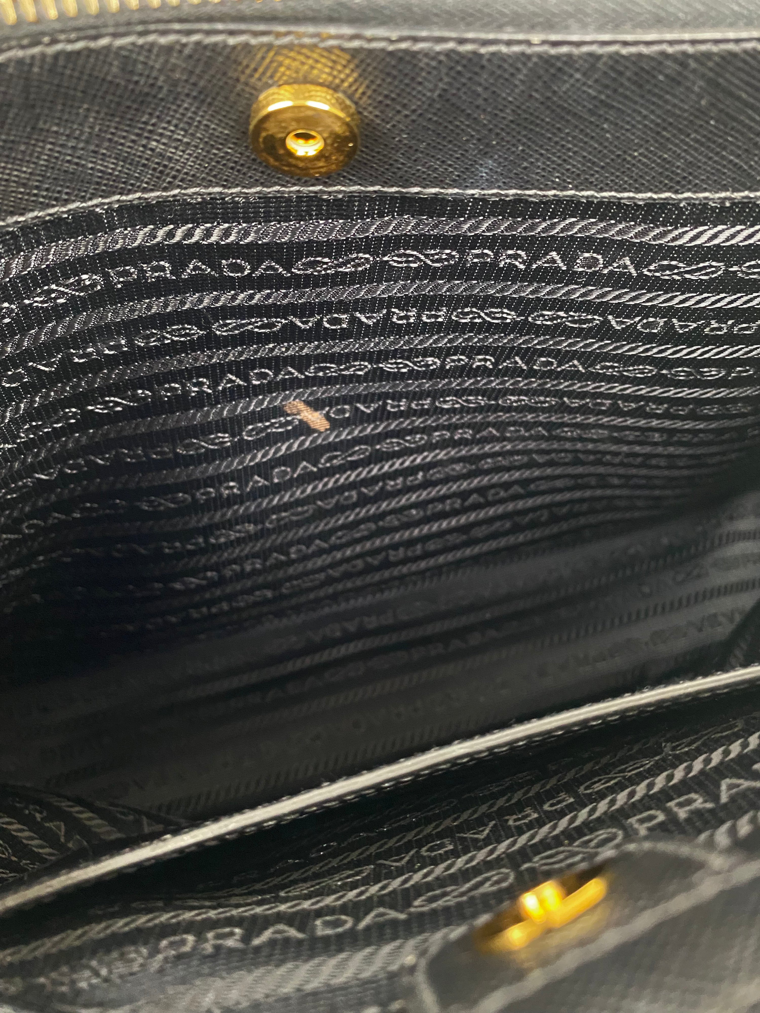 Prada Black Medium Double Zip Lux Tote Bag