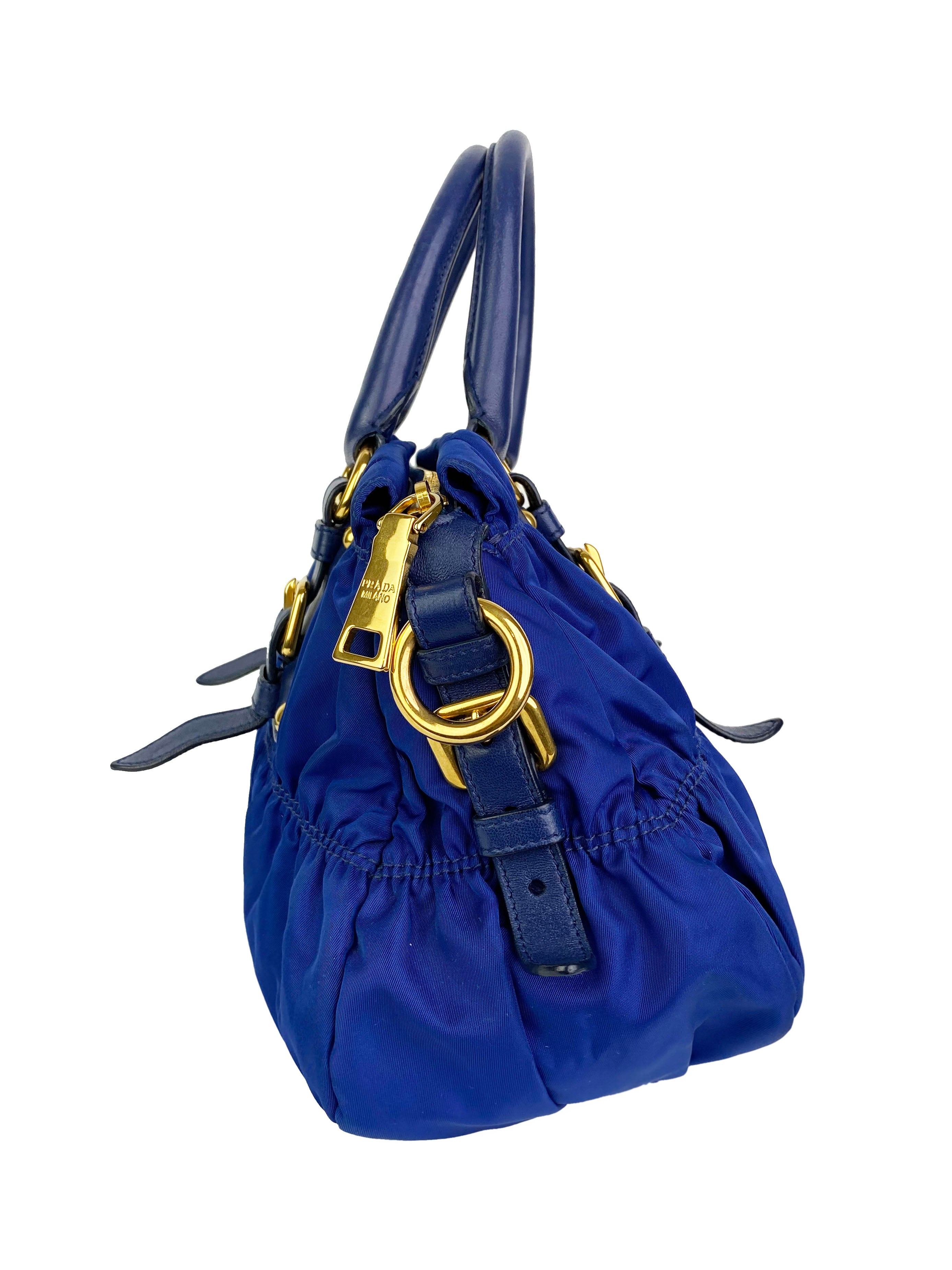 Prada Blue Nylon Tessuto Gaufre Bag