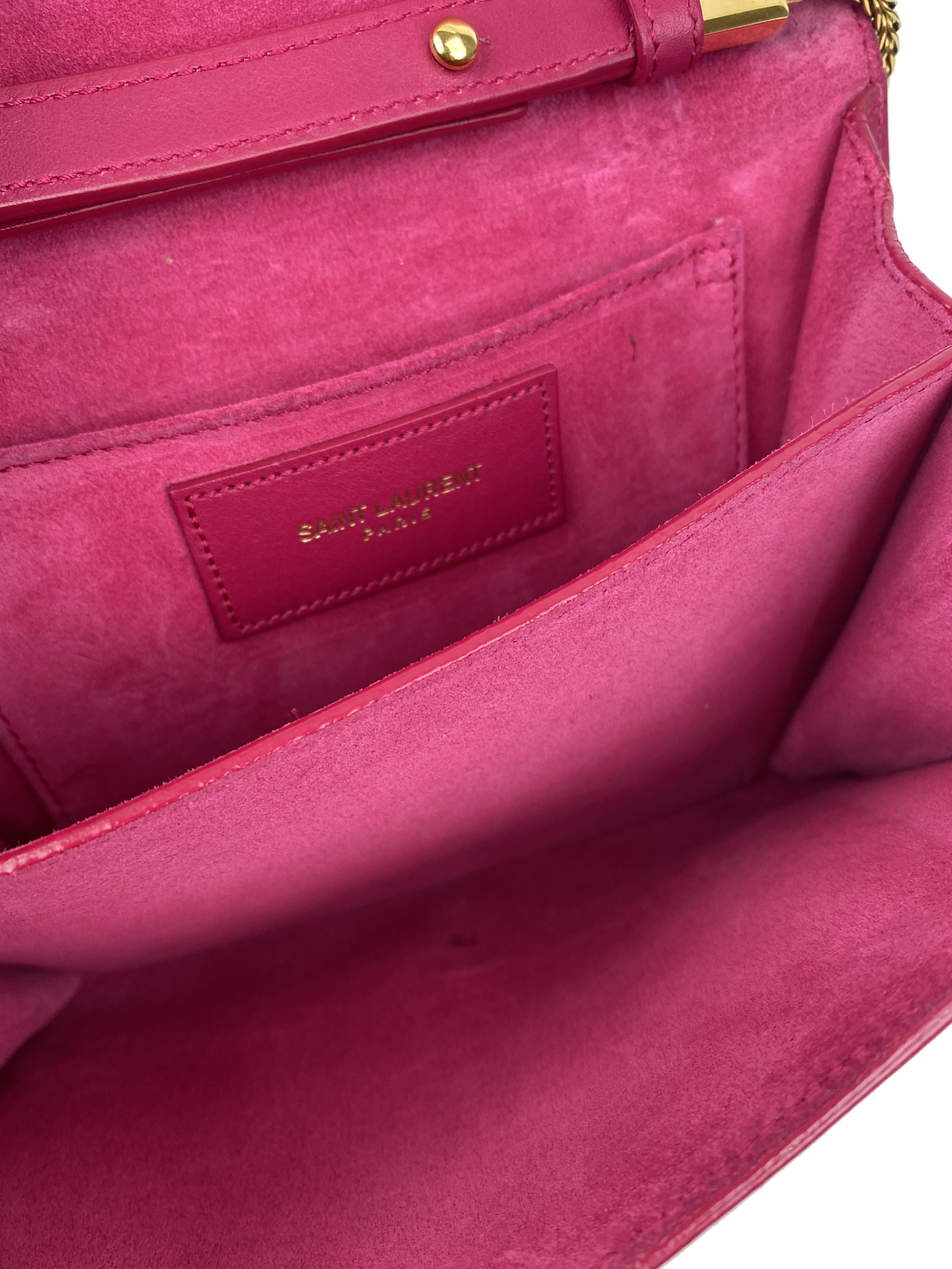 Saint Laurent Mini Pink Ligne Crossbody Bag