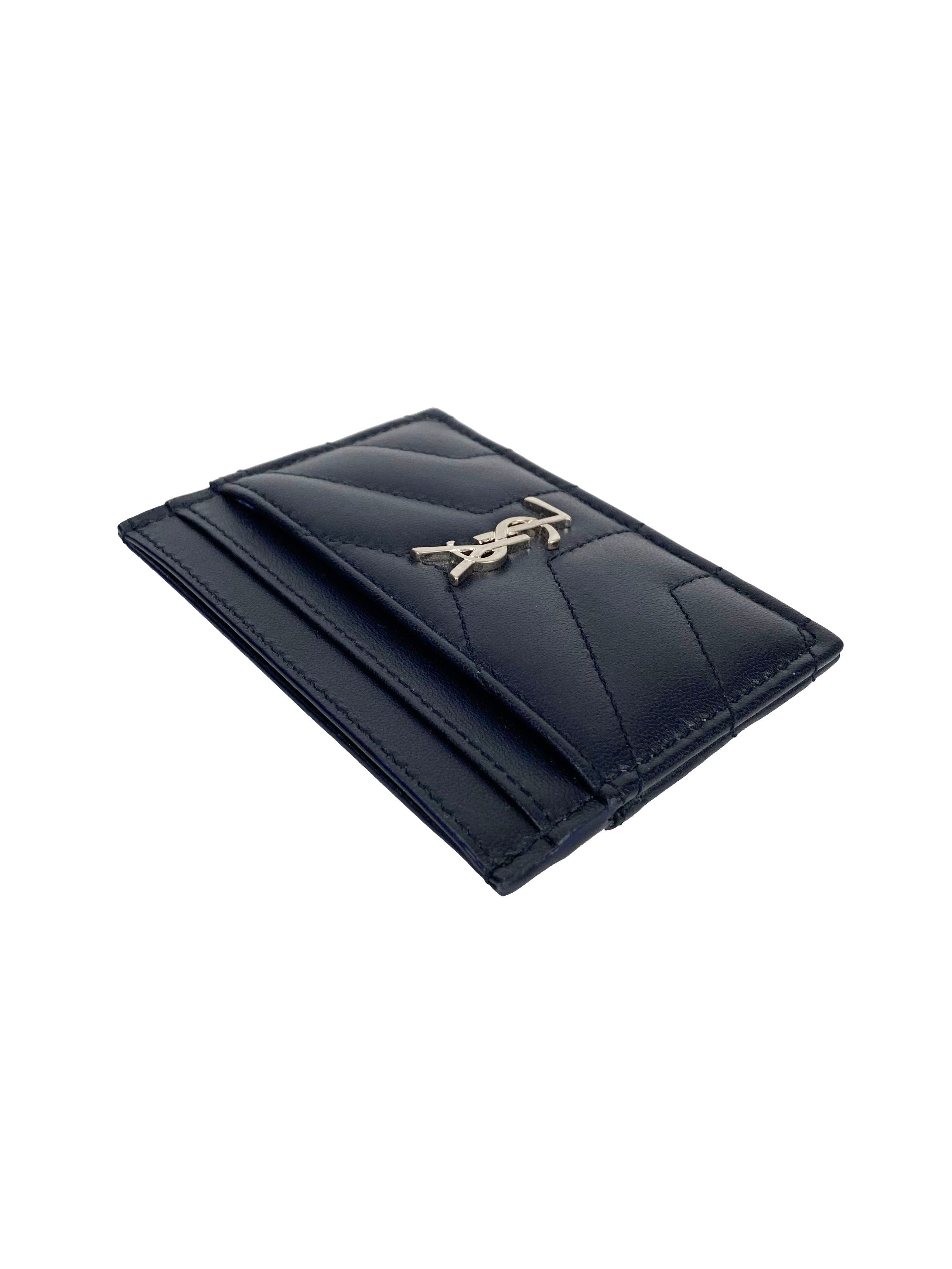 Saint Laurent Navy Chevron Cardholder