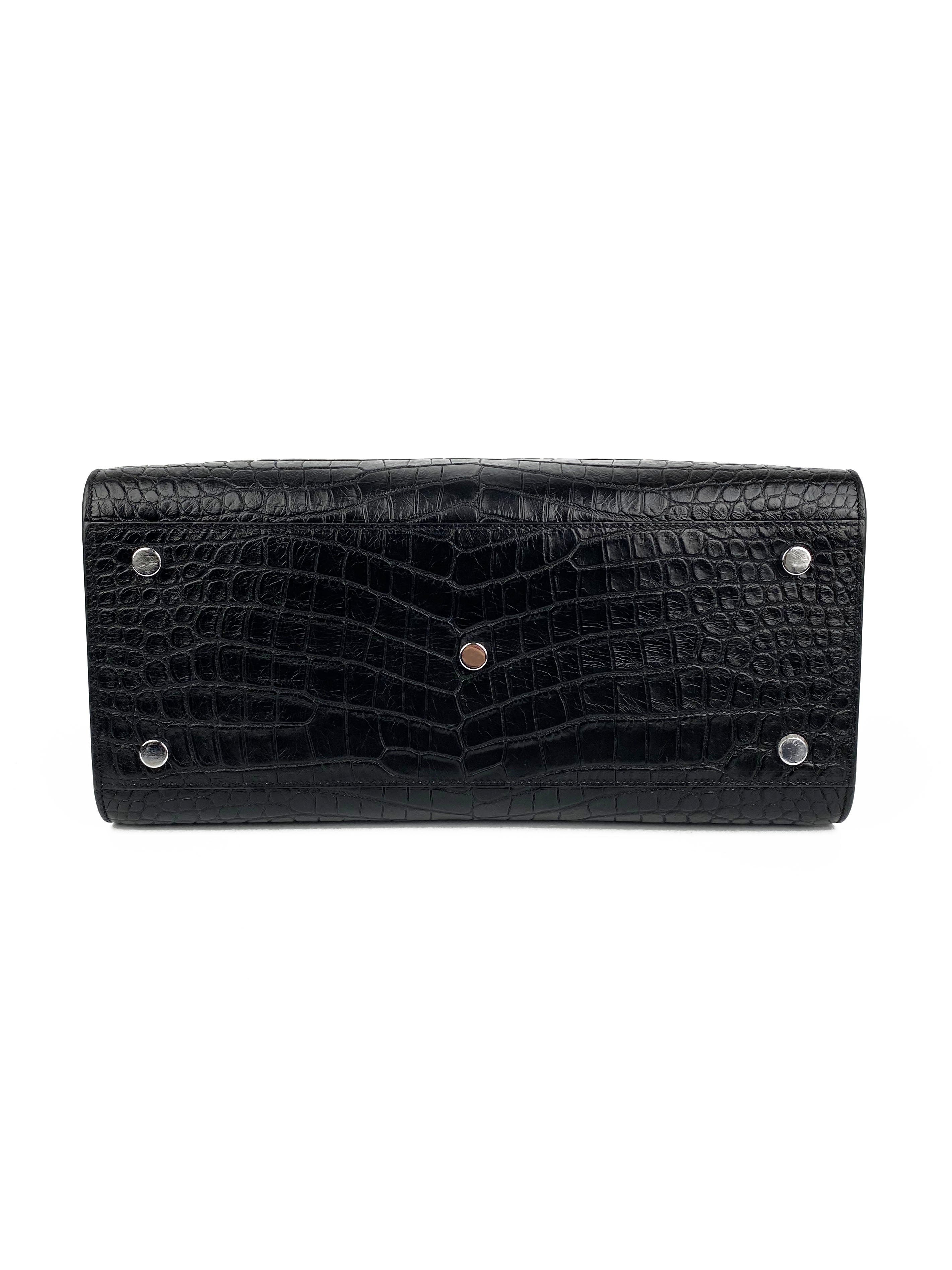 Saint Laurent Small Black Croc Sac de Jour Bag