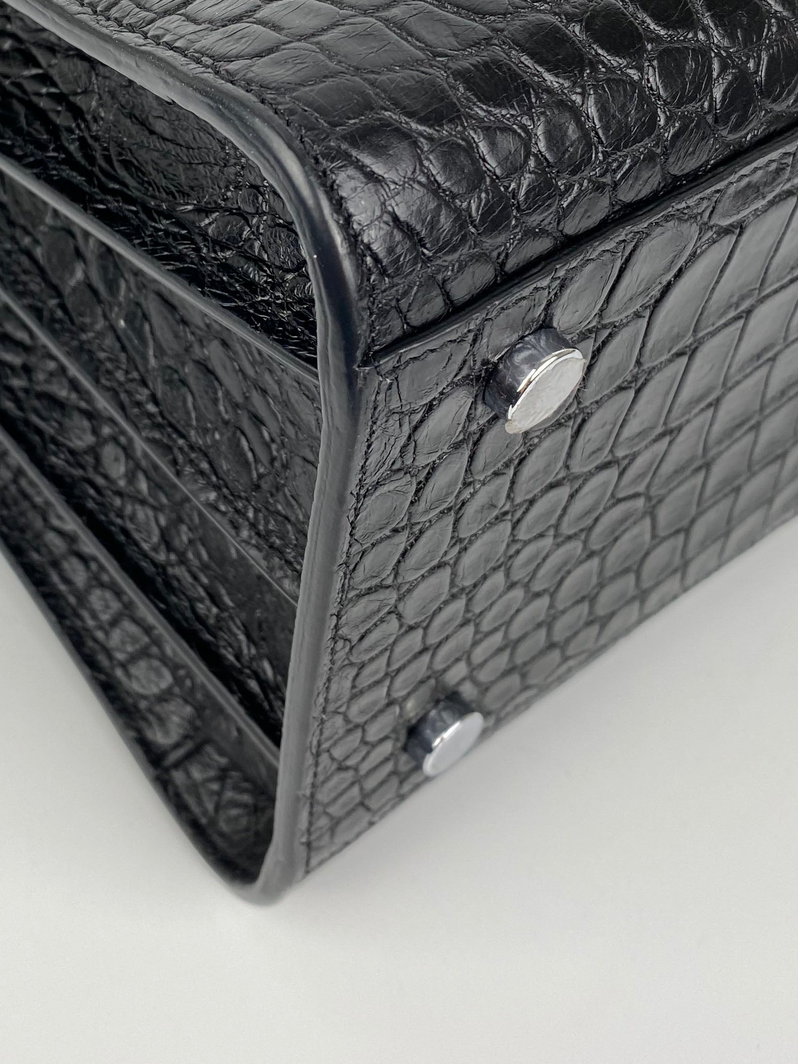 Saint Laurent Small Black Croc Sac de Jour Bag