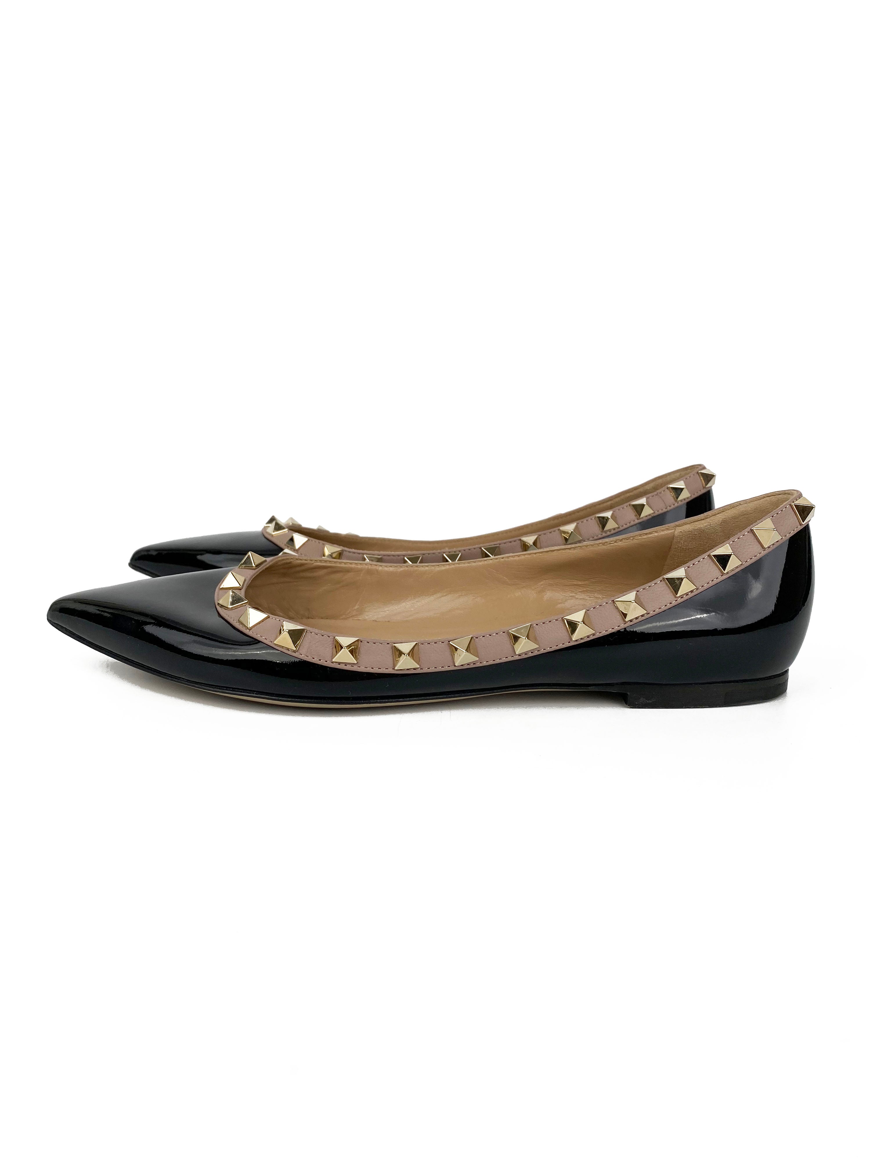 Valentino Black Rockstud Flats 37