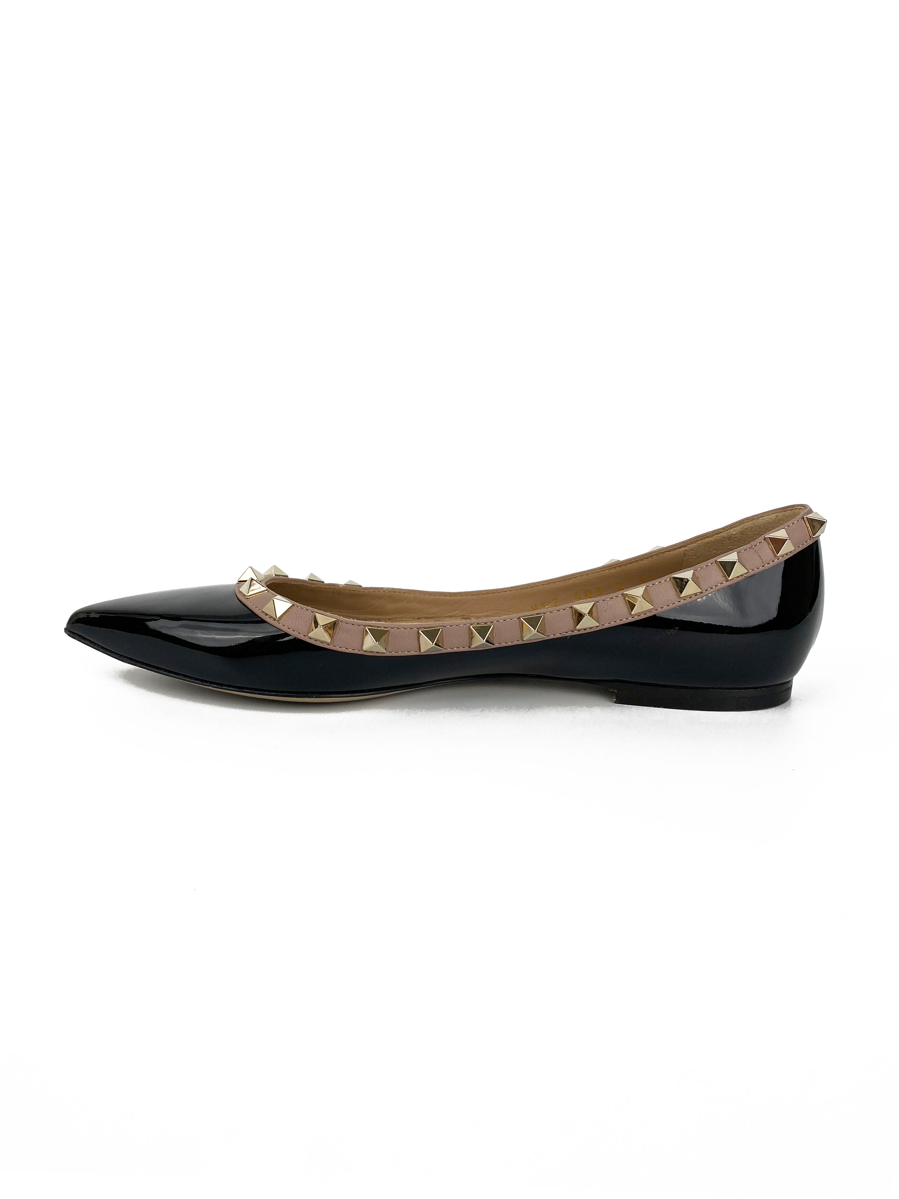 Valentino Black Rockstud Flats 37