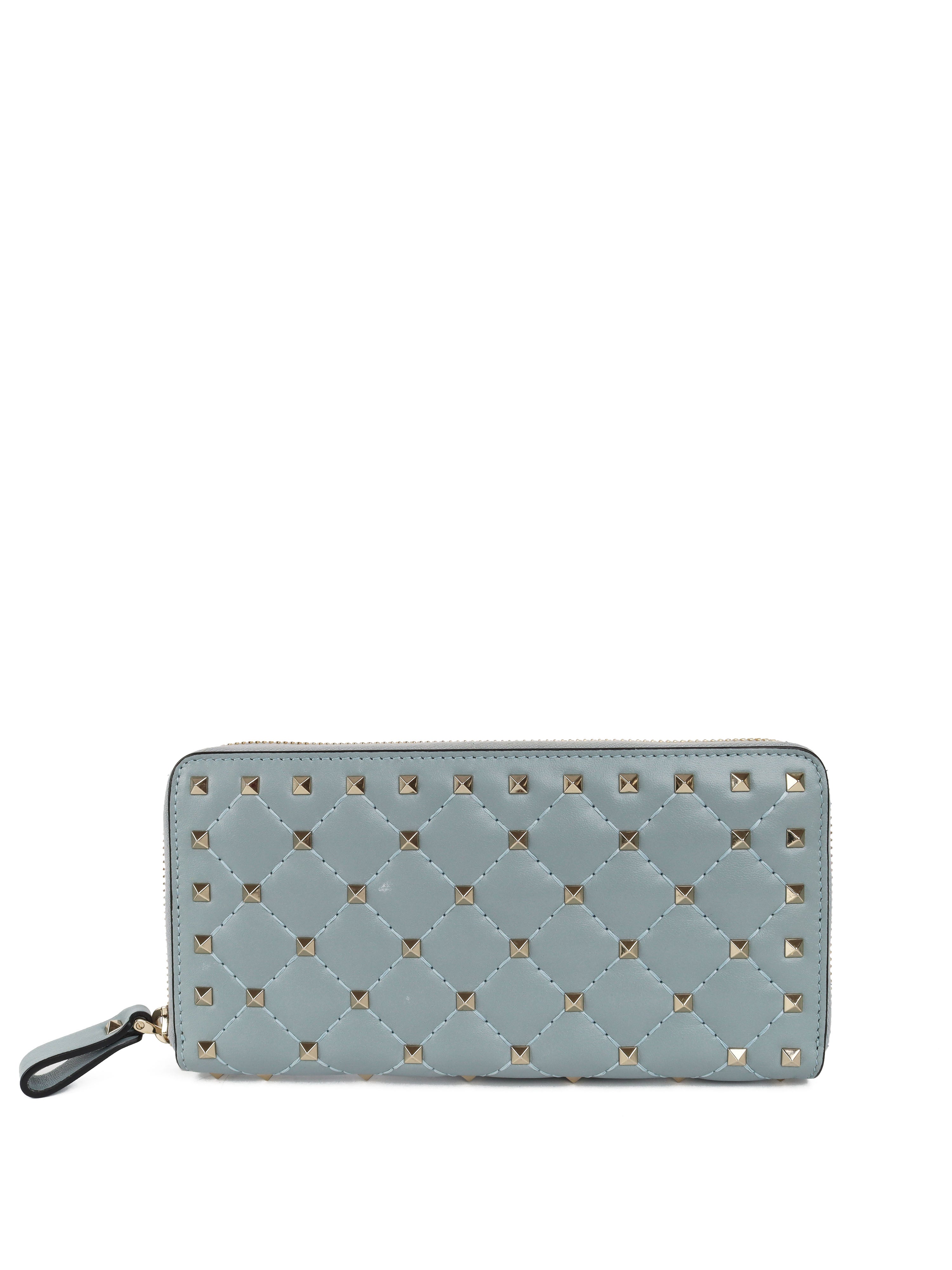Valentino Blue Rockstud Spike Leather Wallet