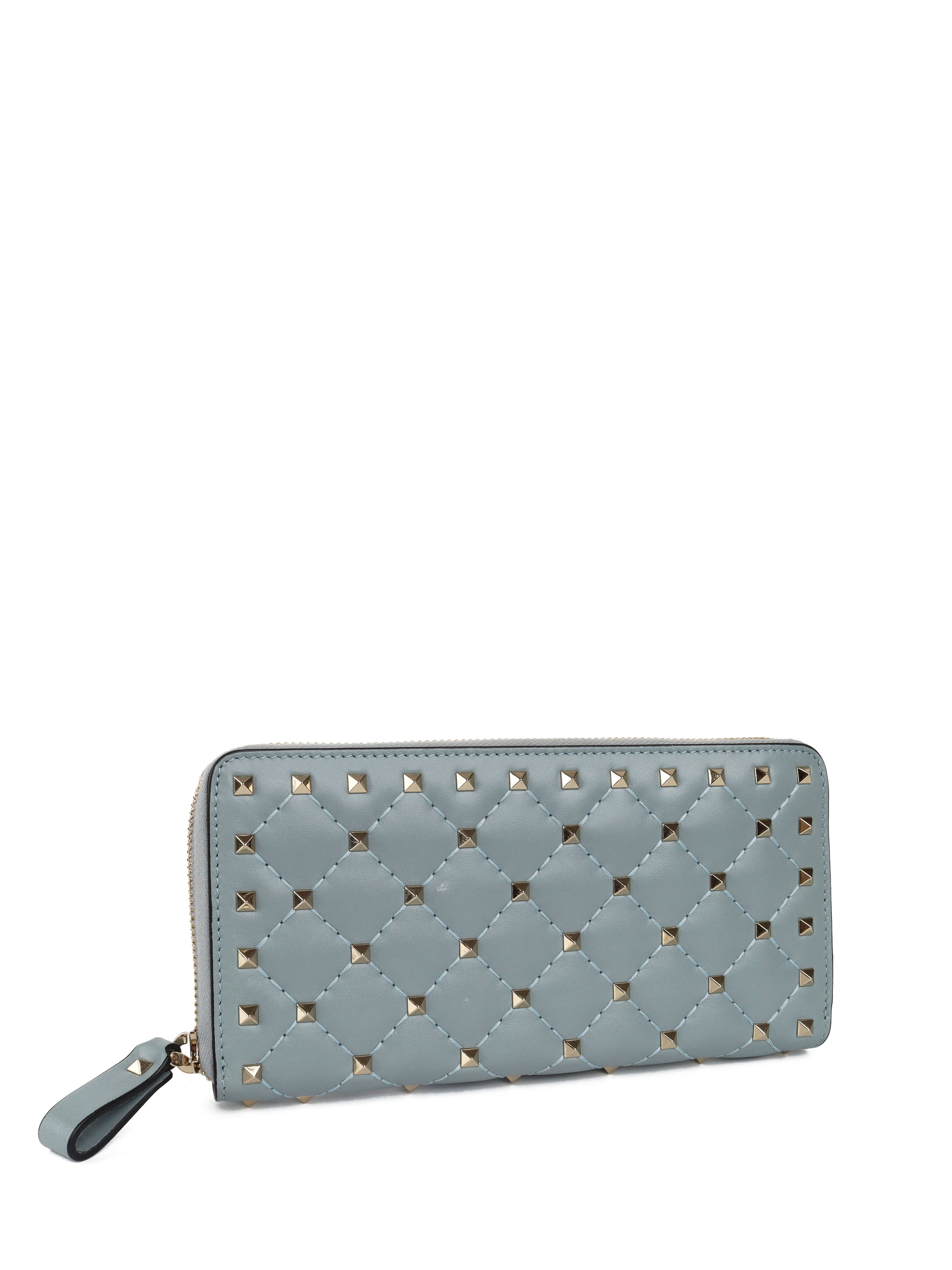 Valentino Blue Rockstud Spike Leather Wallet