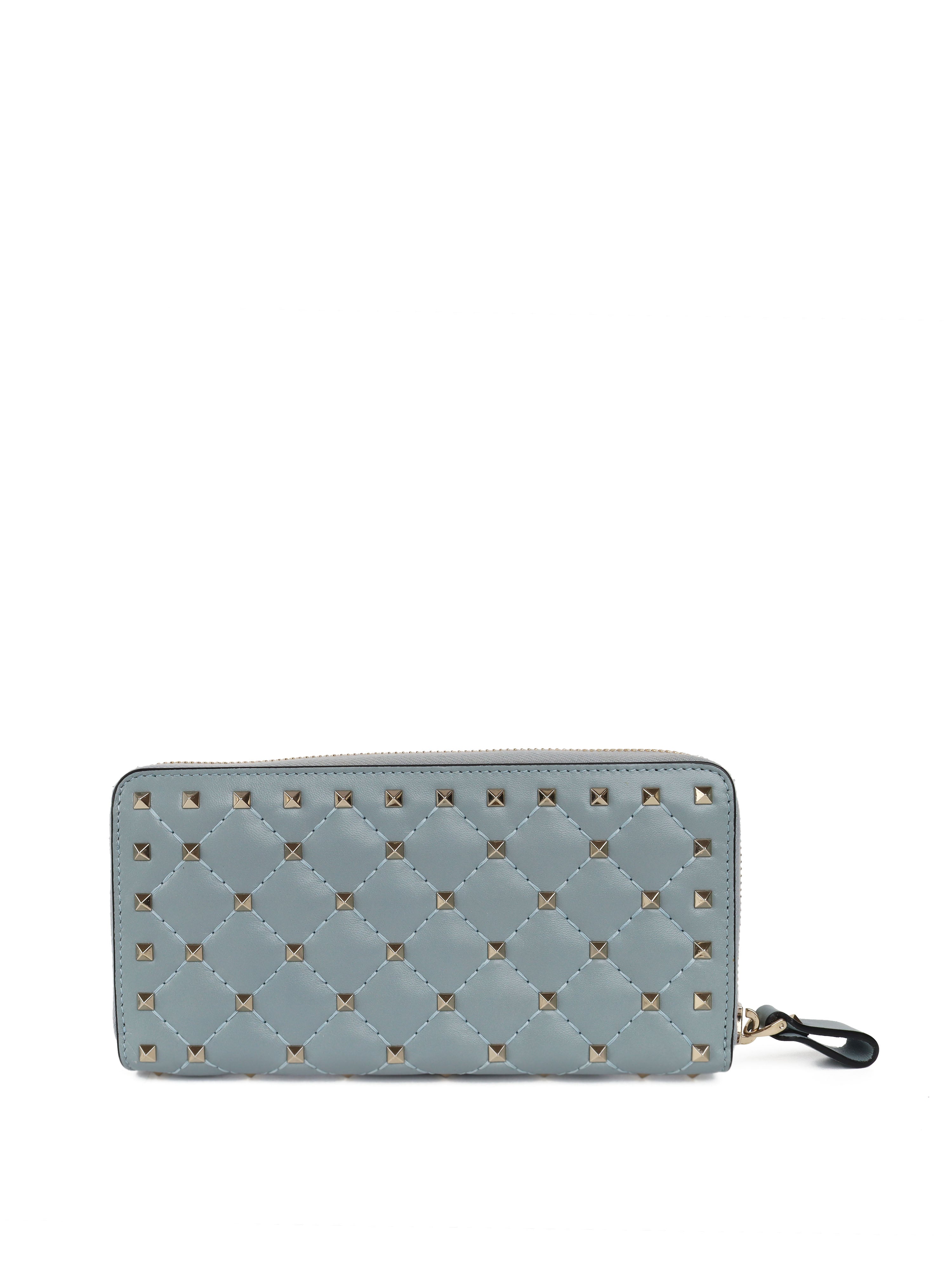 Valentino Blue Rockstud Spike Leather Wallet