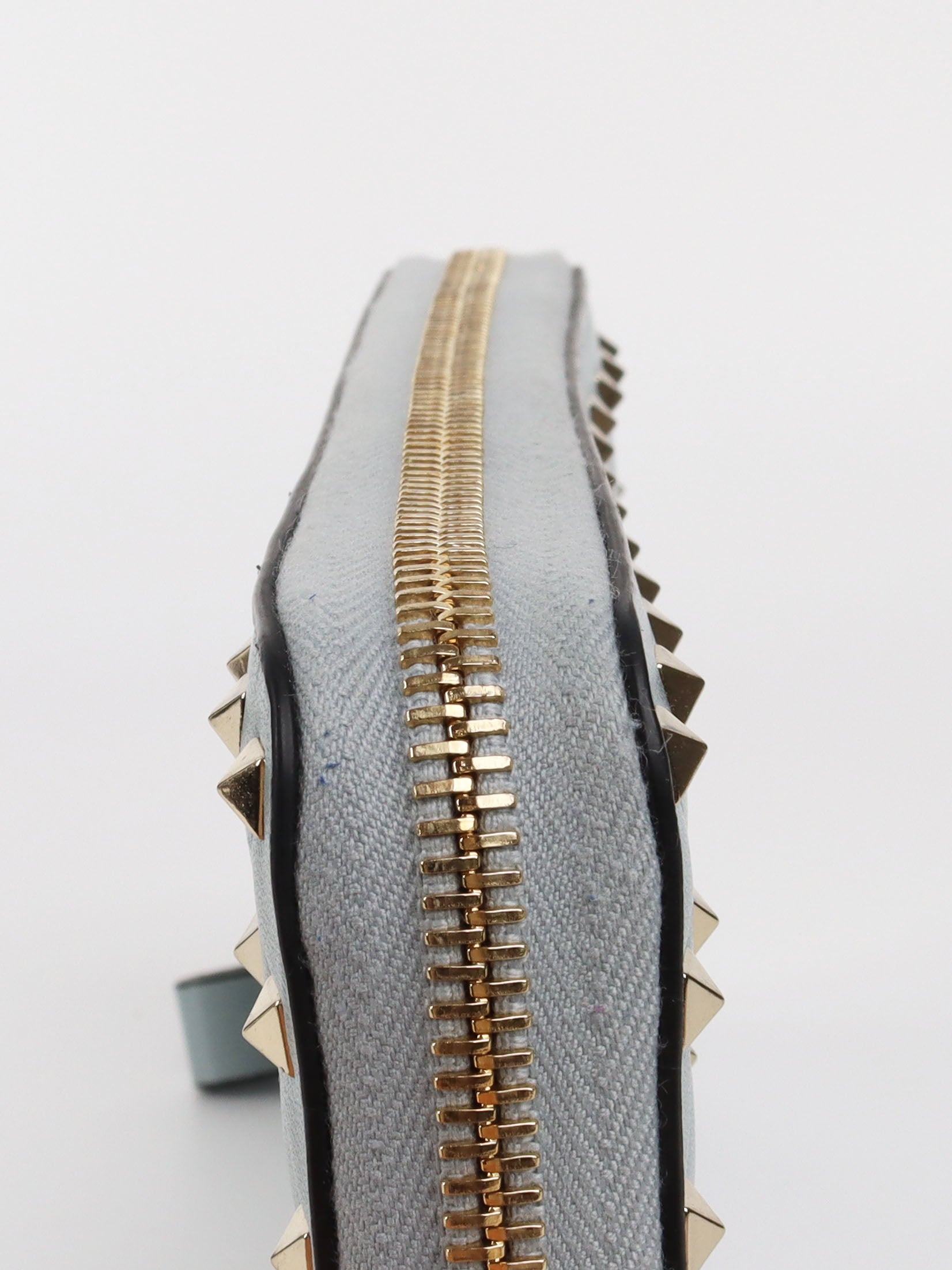 Valentino Blue Rockstud Spike Leather Wallet