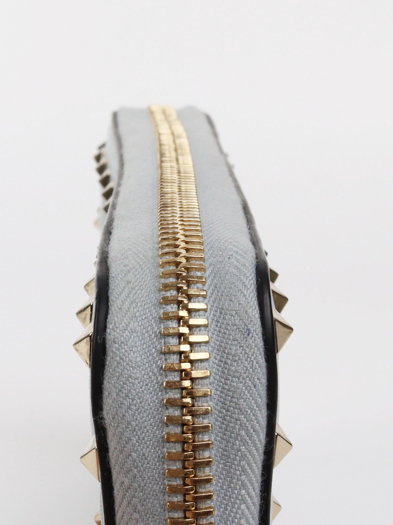 Valentino Blue Rockstud Spike Leather Wallet