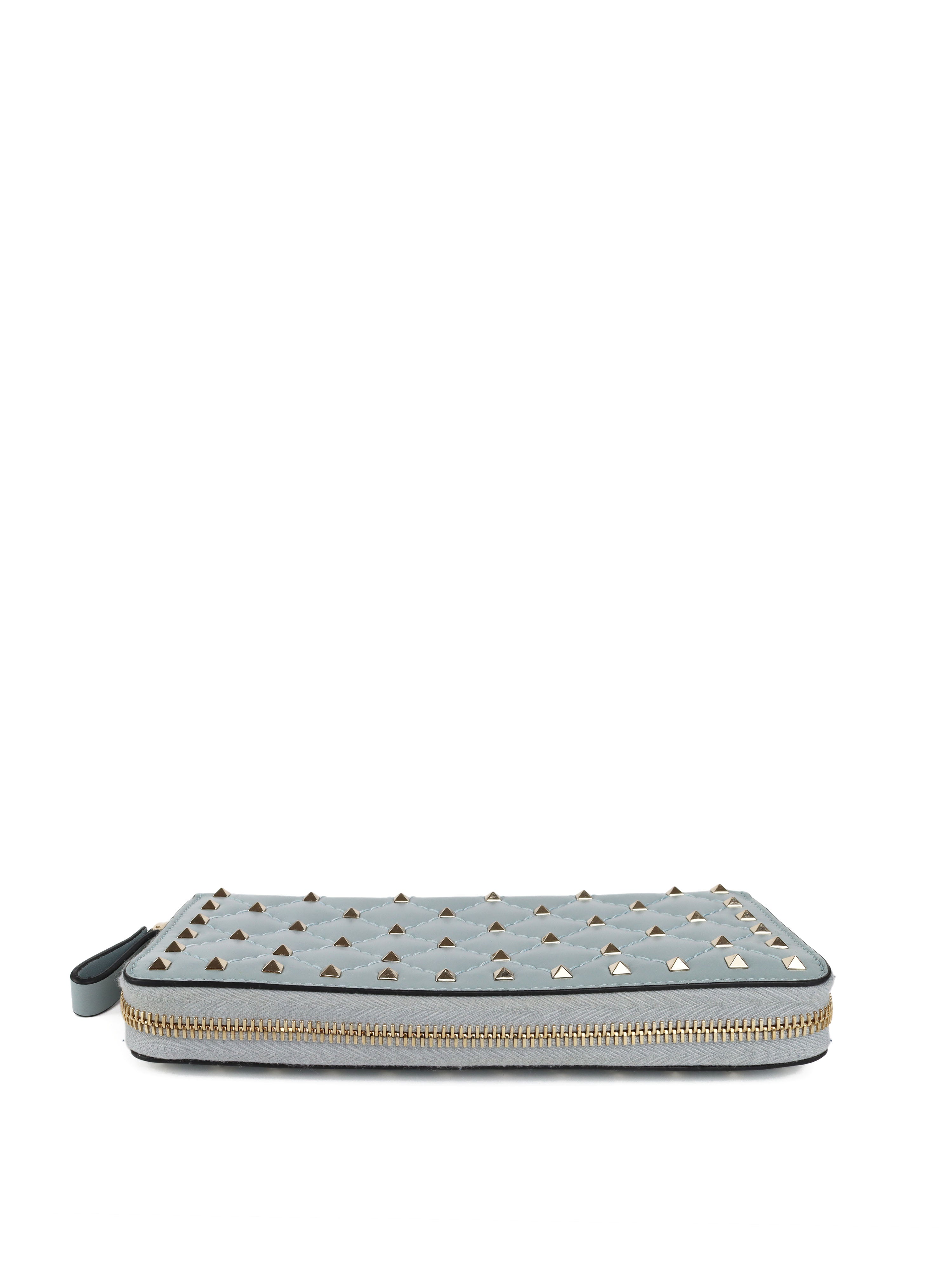 Valentino Blue Rockstud Spike Leather Wallet