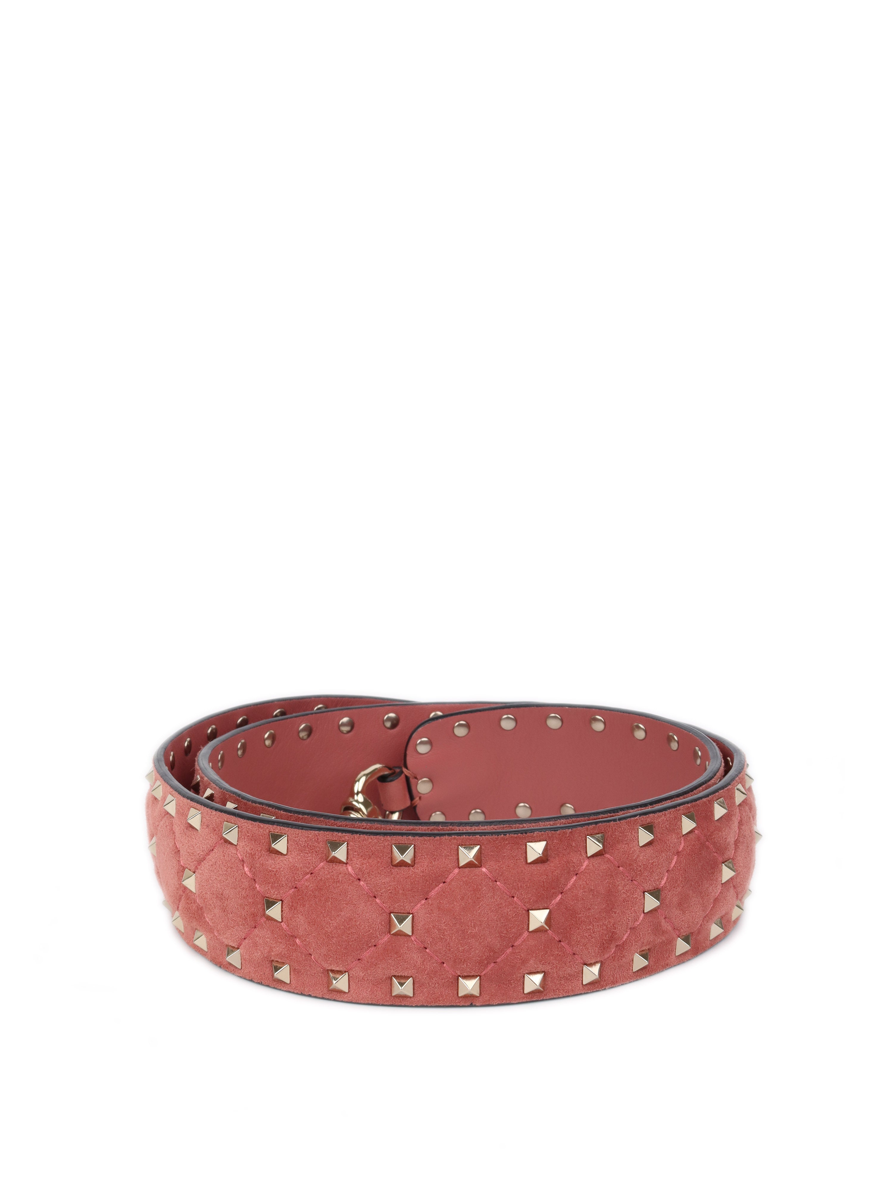 Valentino Pink Suede Rockstud Shoulder Strap