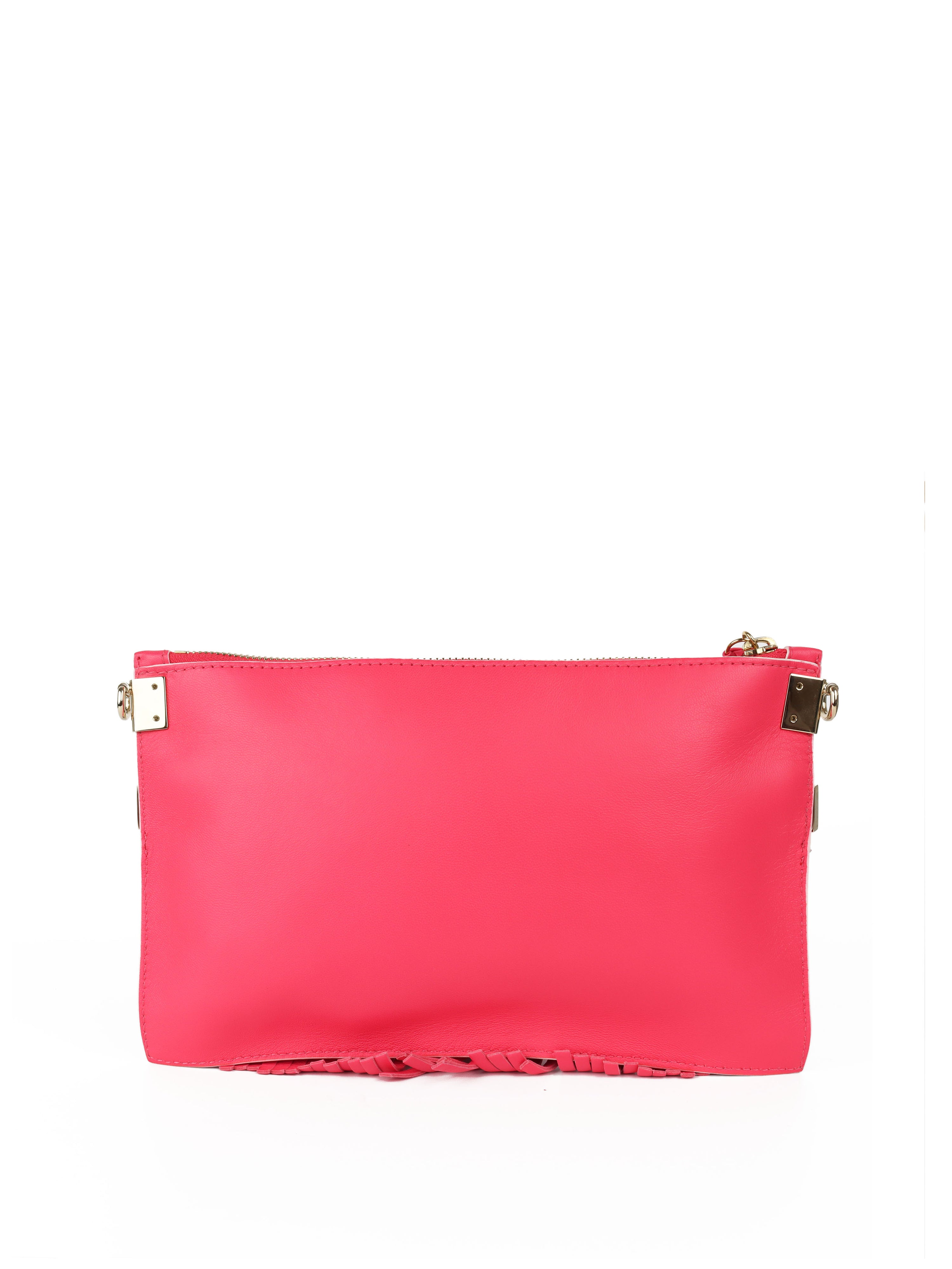 Versace Pink Leather Fringed Medusa Shoulder Bag