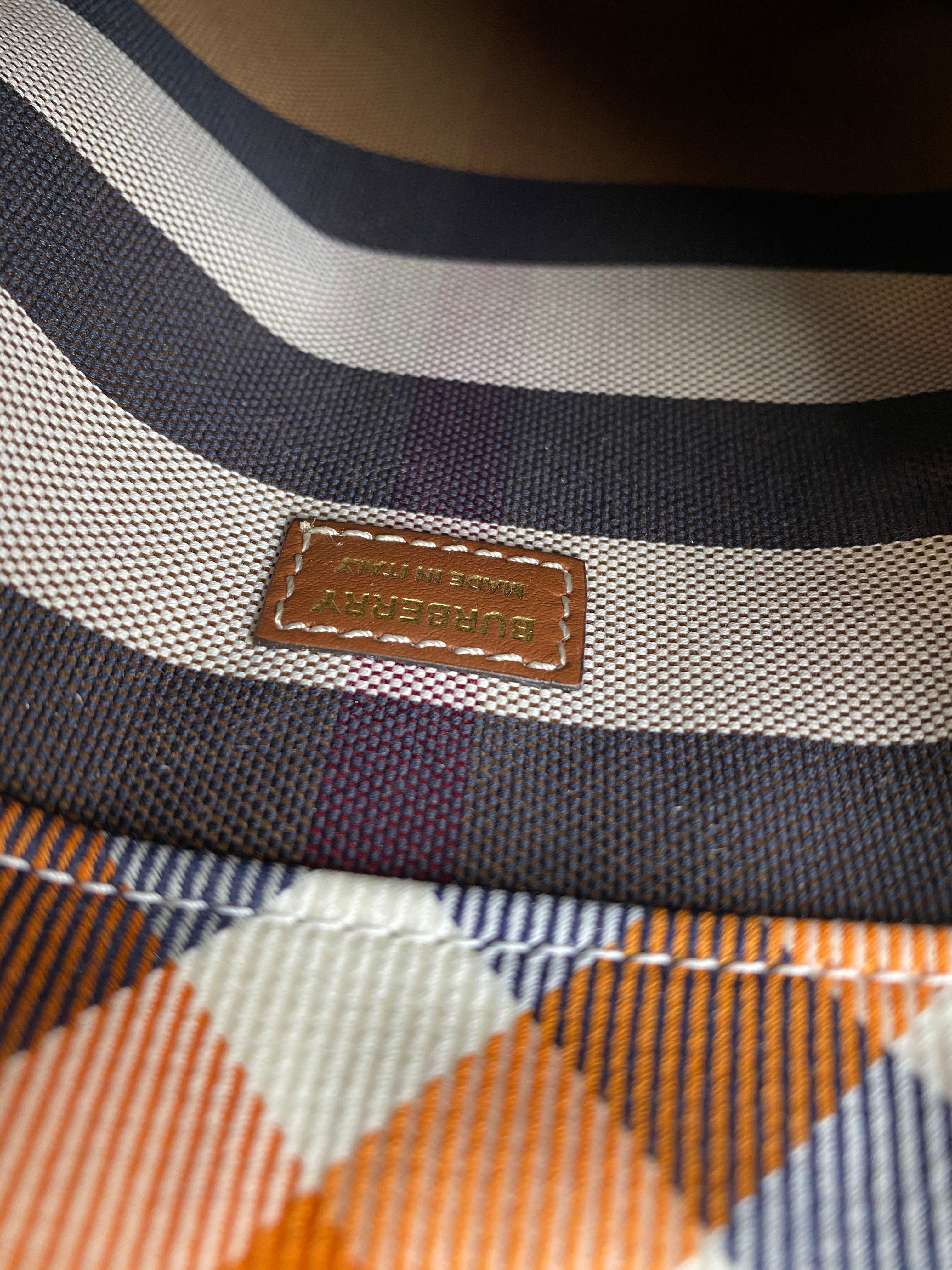 Burberry Orange  Navy Gingham Phone Bag