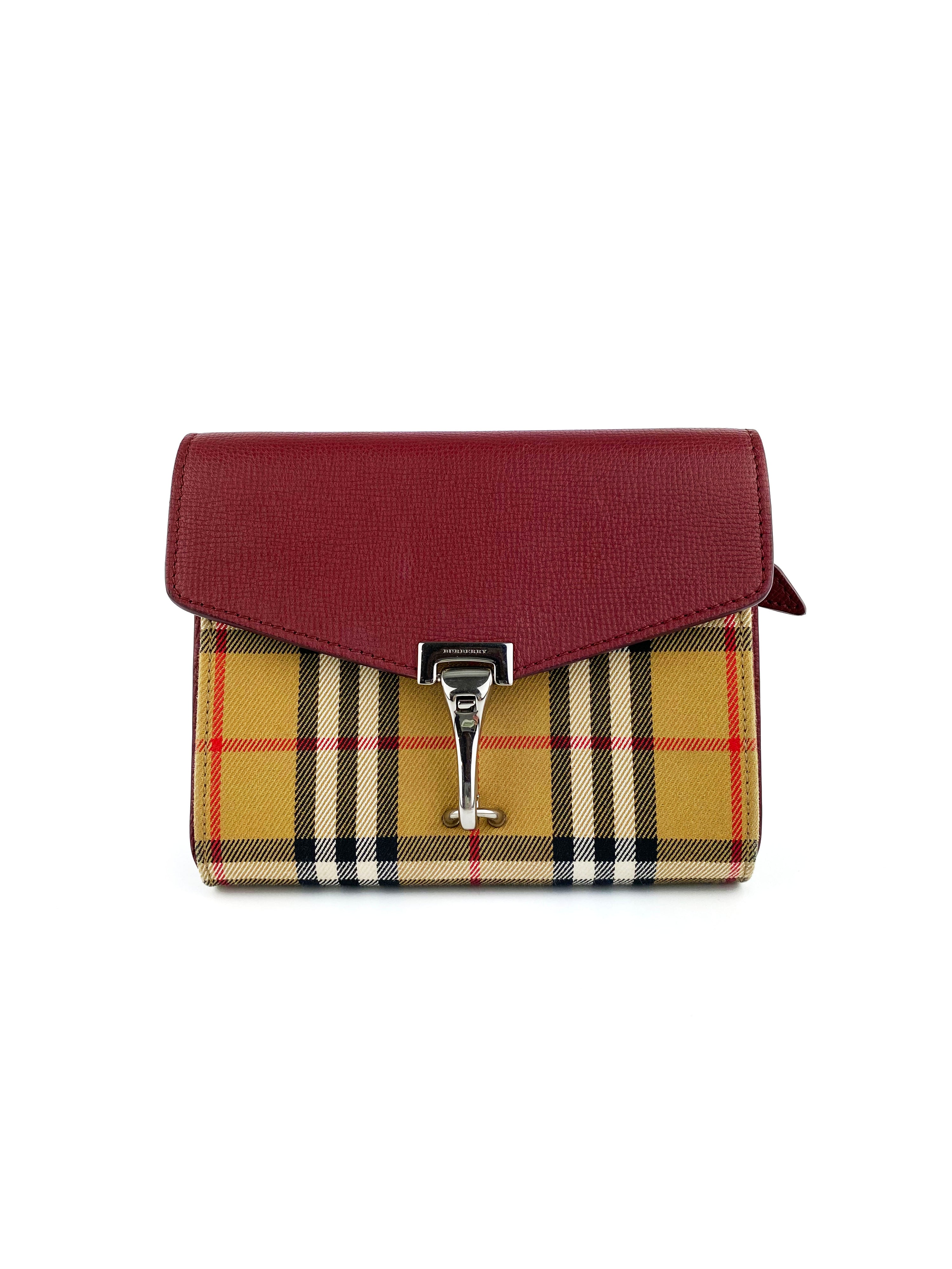 Burberry Red and Check Leather Bag