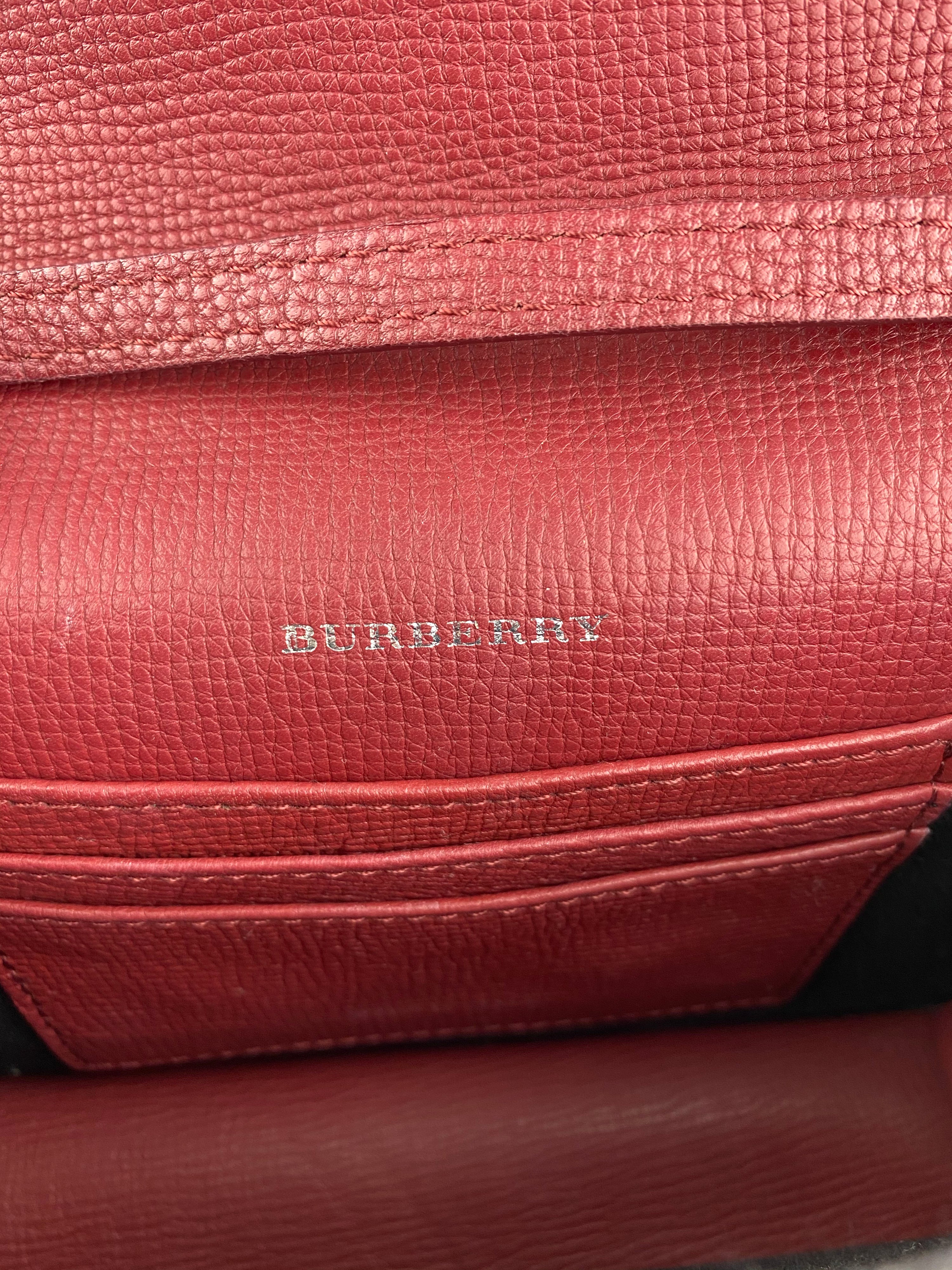 Burberry Red and Check Leather Bag