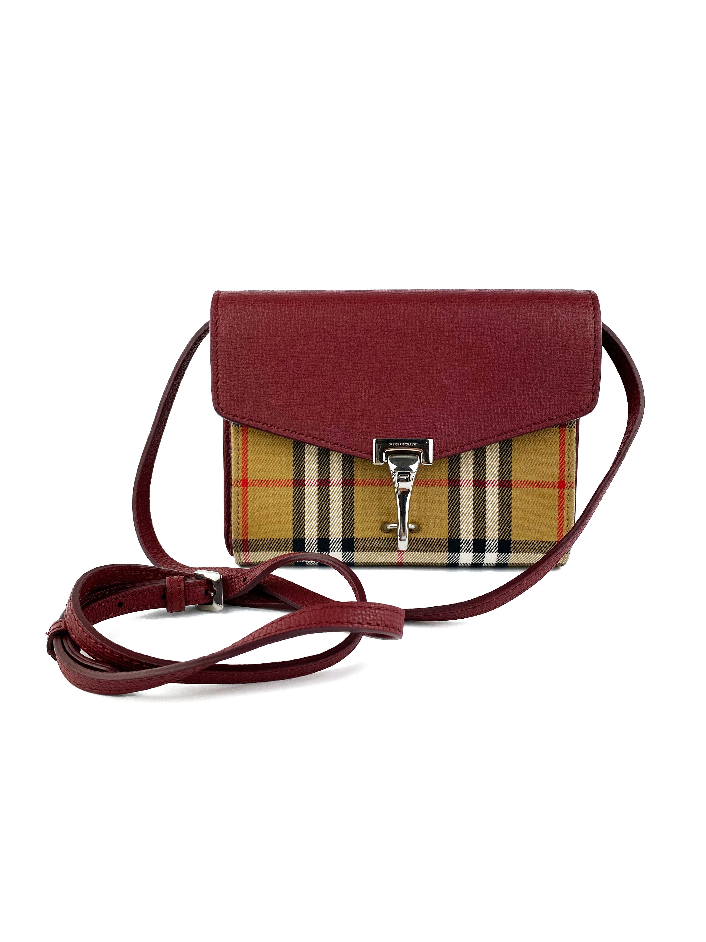 Burberry Red and Check Leather Bag