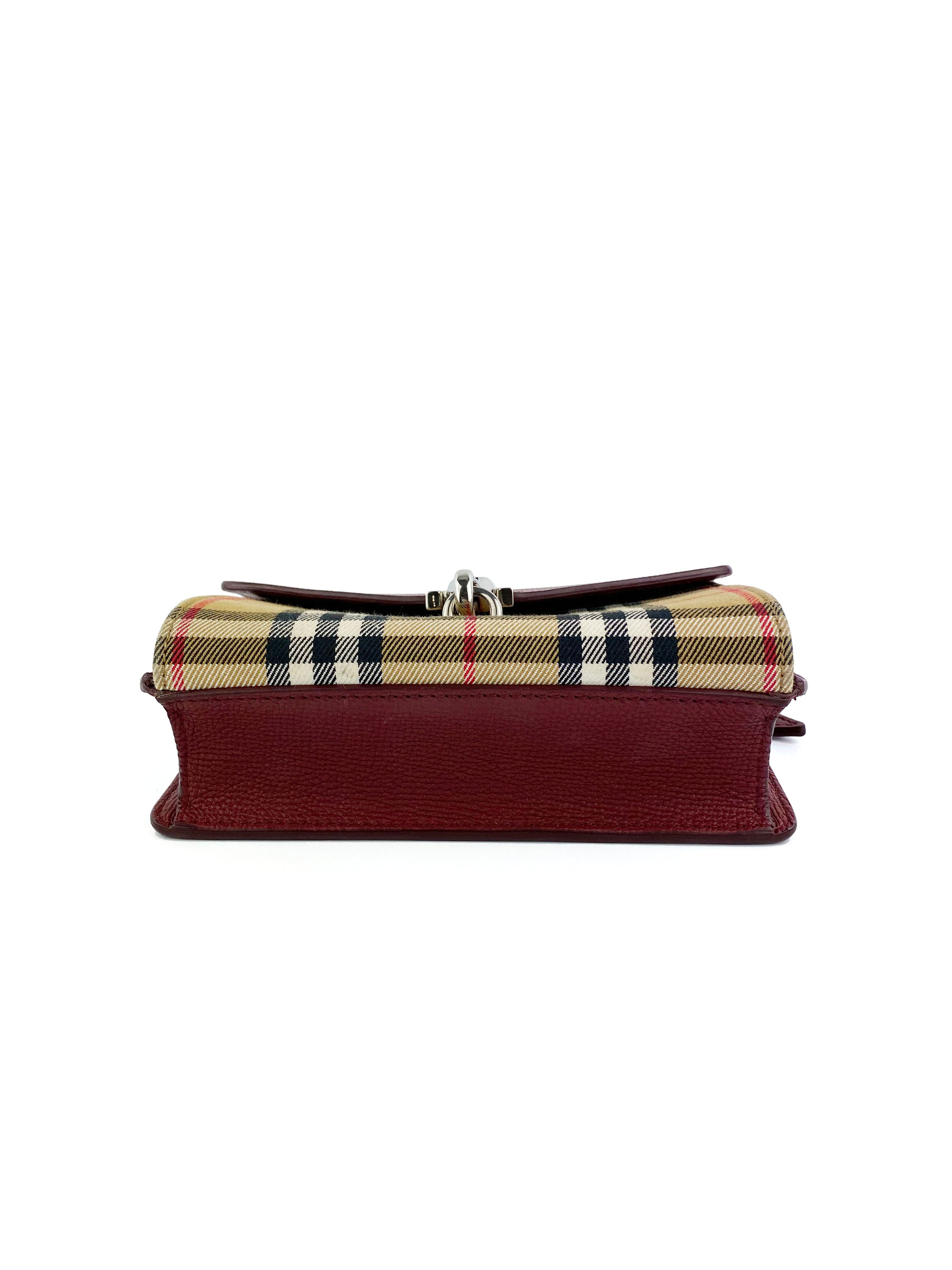 Burberry Red and Check Leather Bag