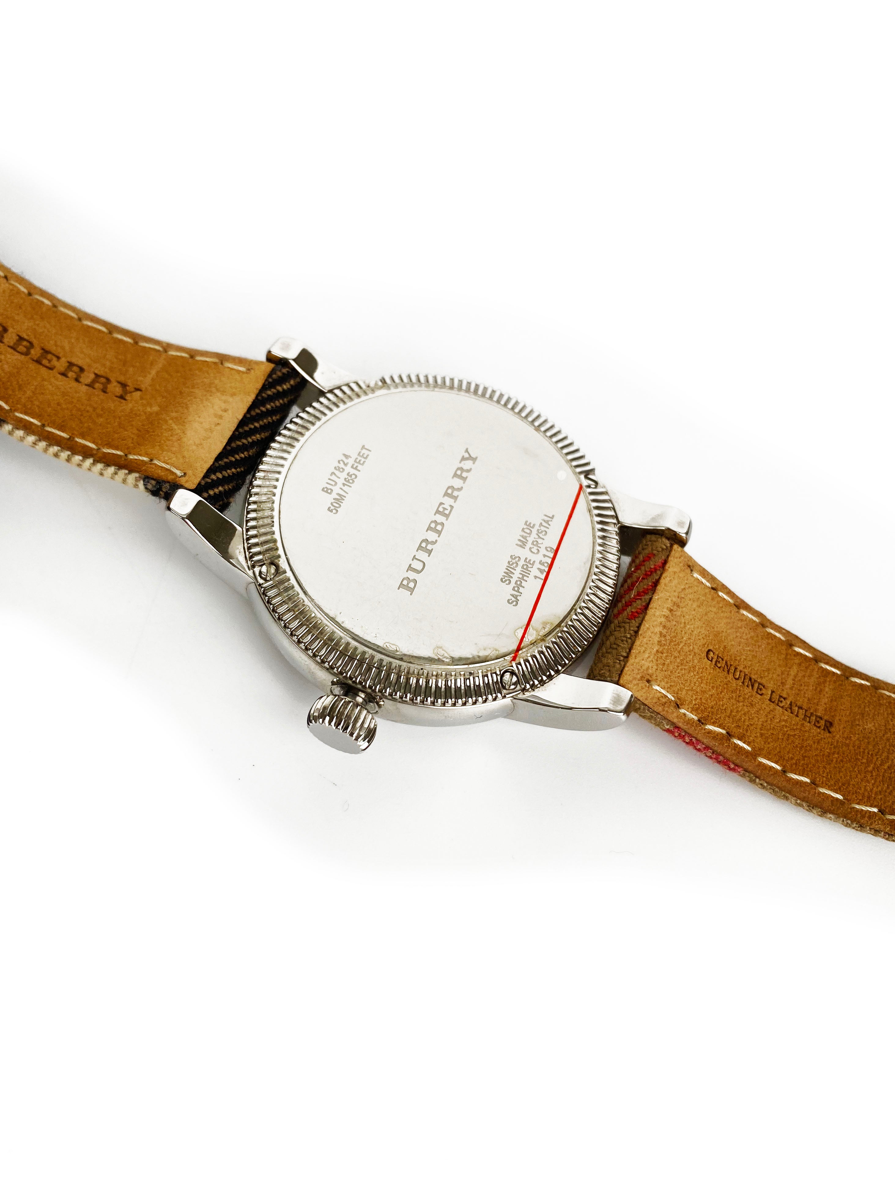 Burberry Silver Dial Check Fabric Watch