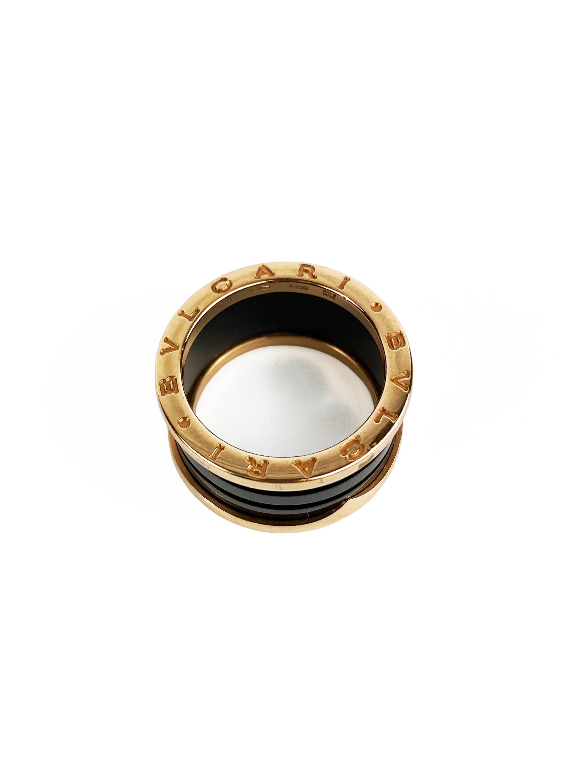 Bvlgari Black 
Rose Gold B.Zero Ring 58