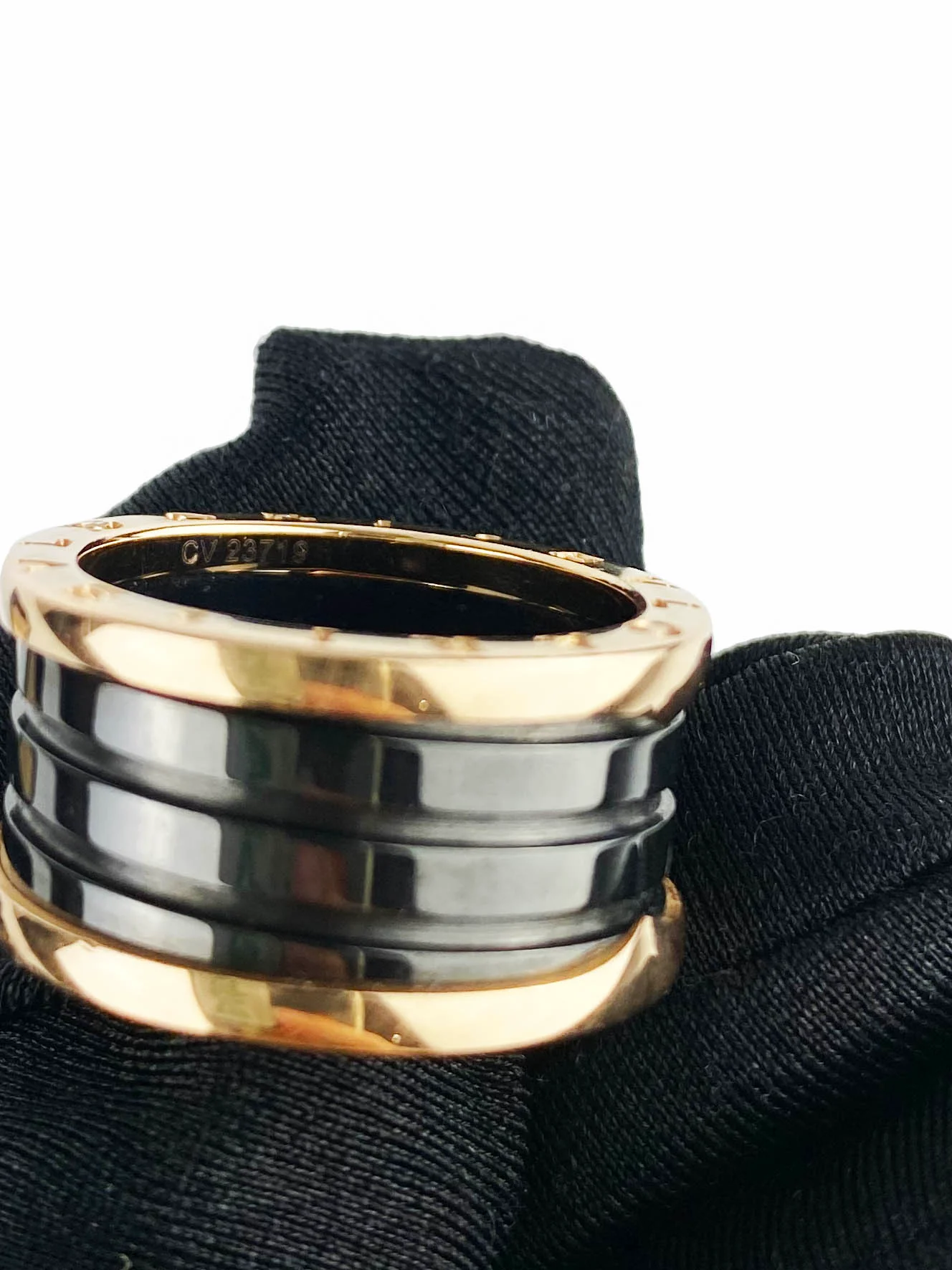 Bvlgari Black  Rose Gold B.Zero Ring 58