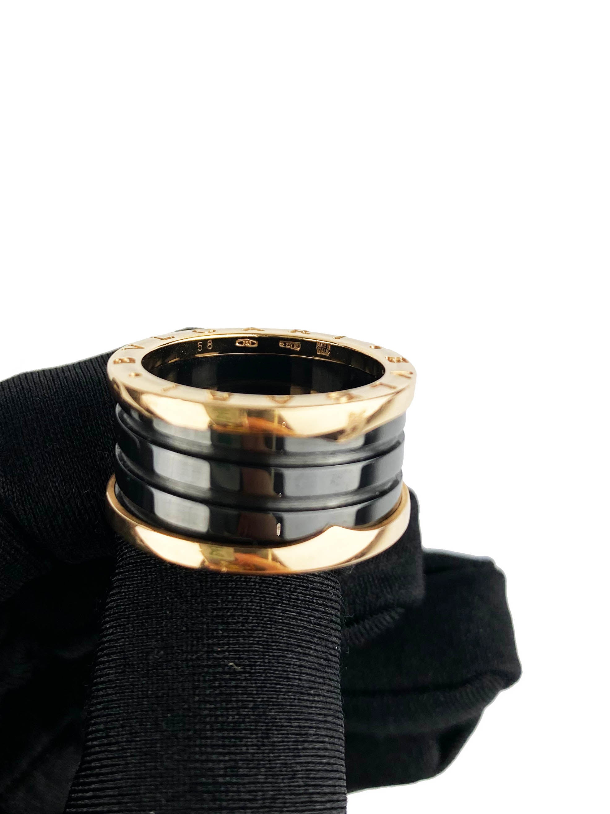 Bvlgari Black 
Rose Gold B.Zero Ring 58