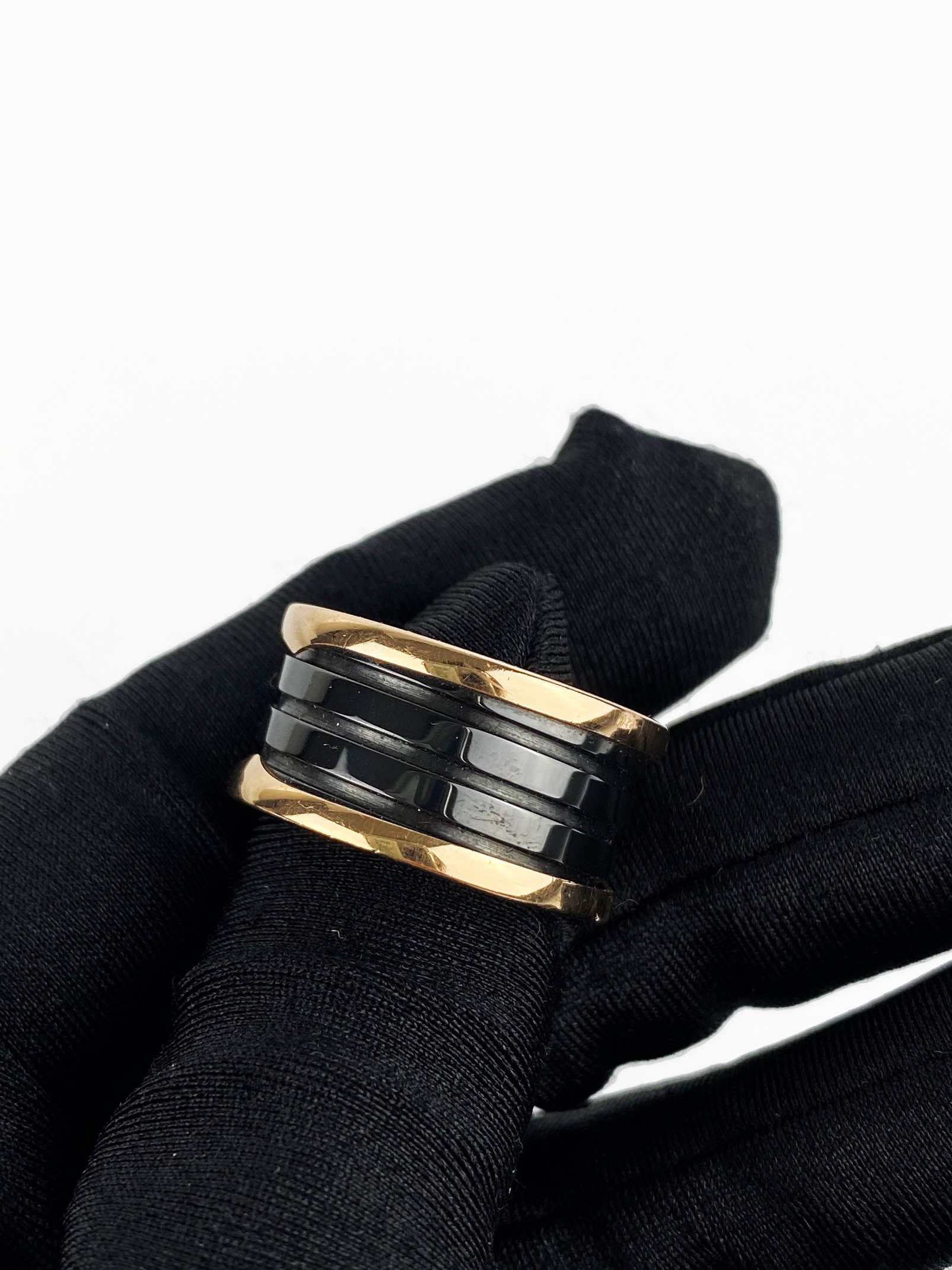 Bvlgari Black 
Rose Gold B.Zero Ring 58