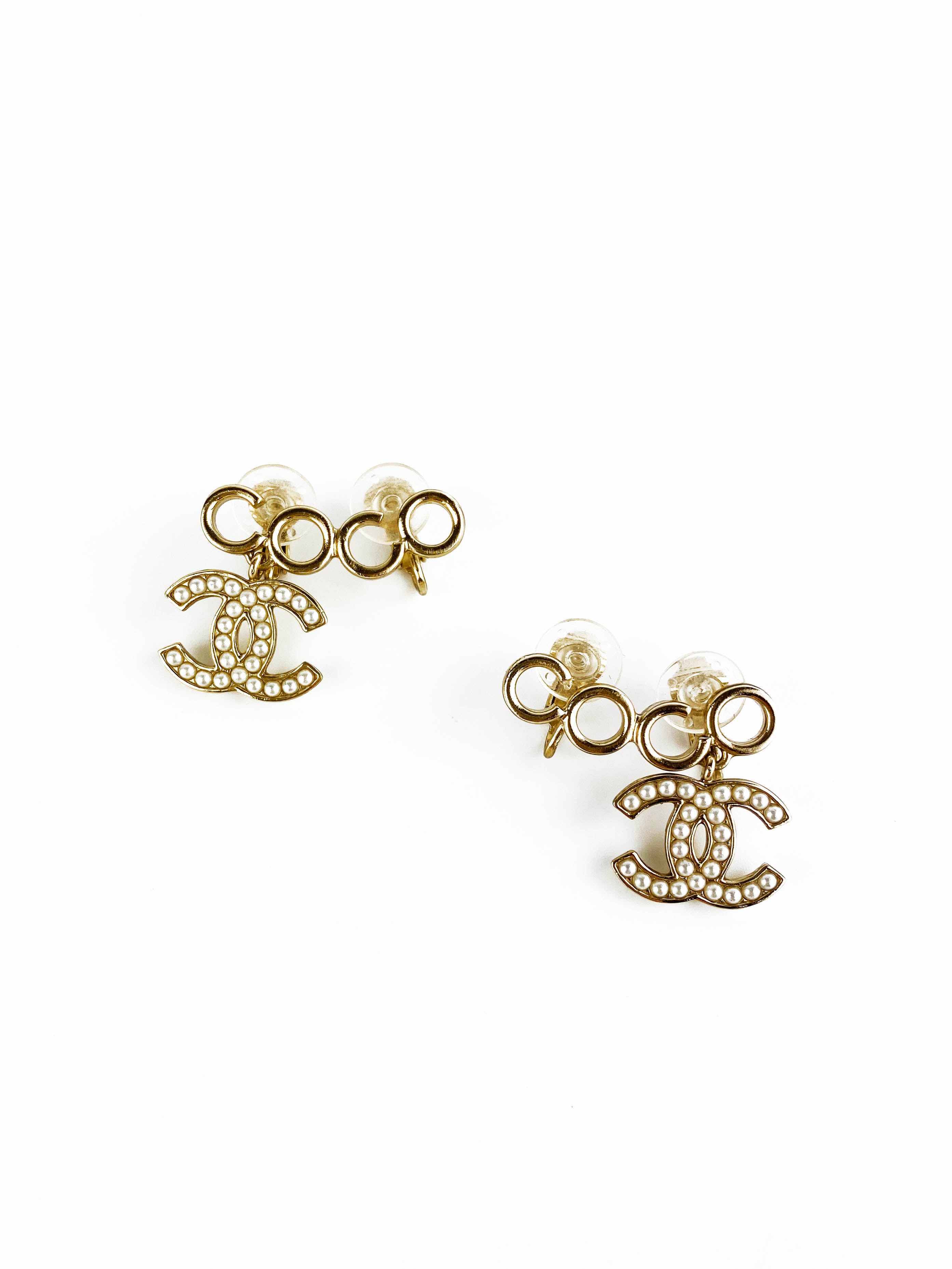 Chanel Coco Logo Clip On Earrings