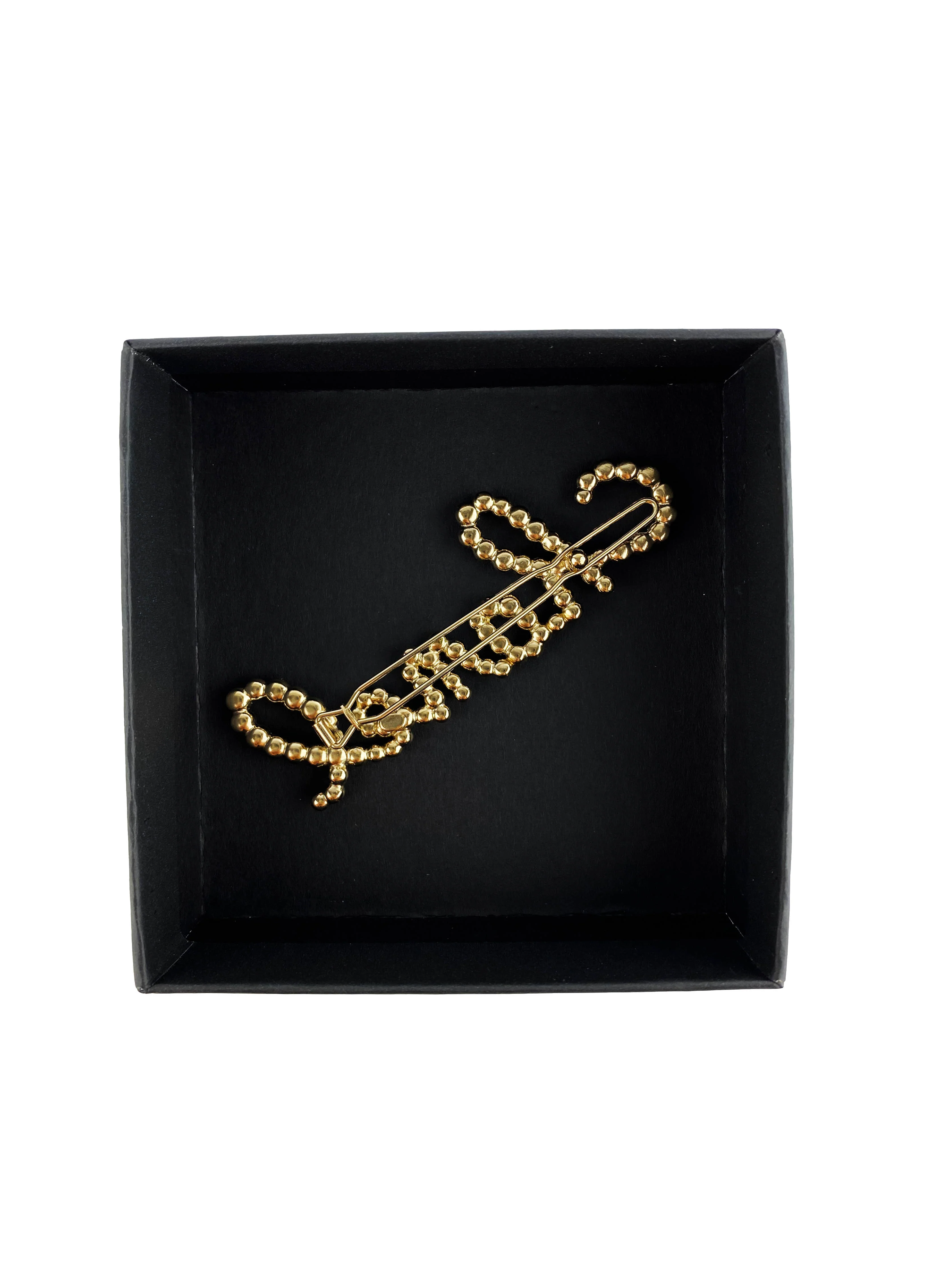 Chanel Swirling Logo Faux Pearl  Crystal Hair Clip