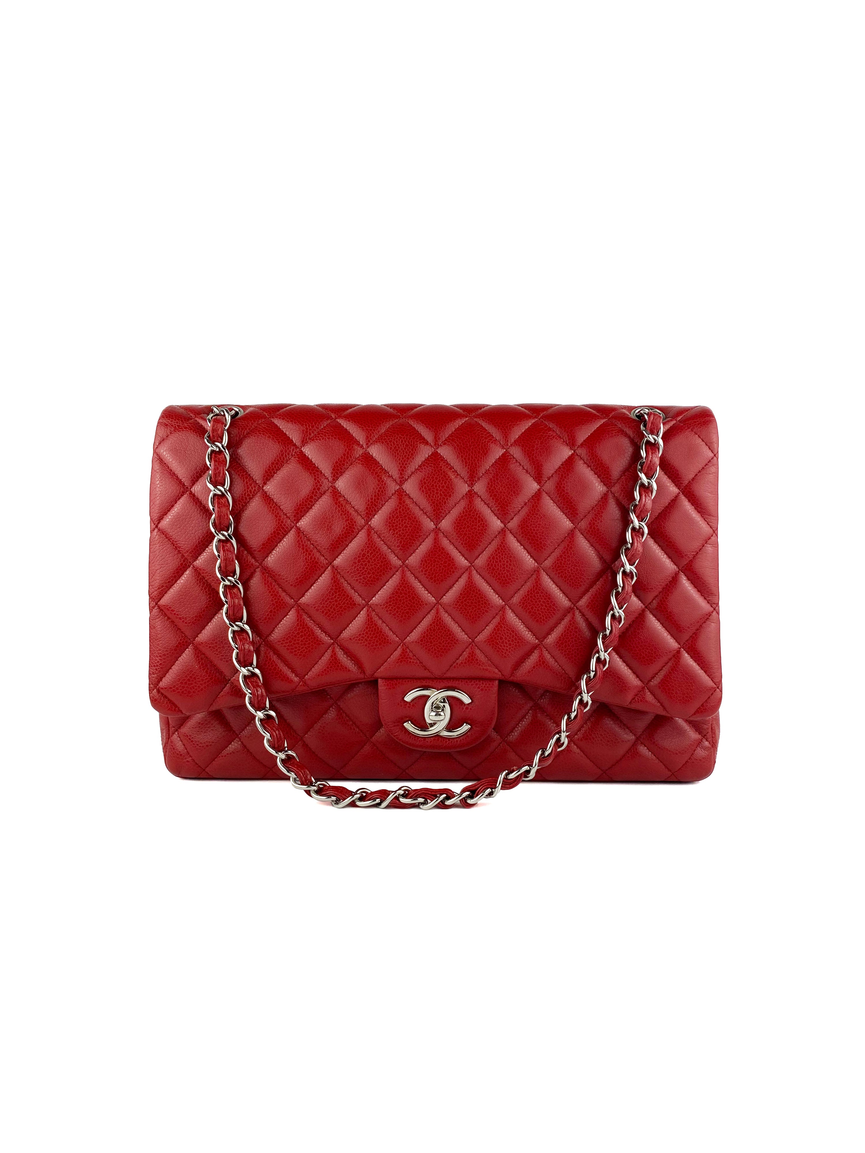 Chanel Red Maxi Classic Flap Bag