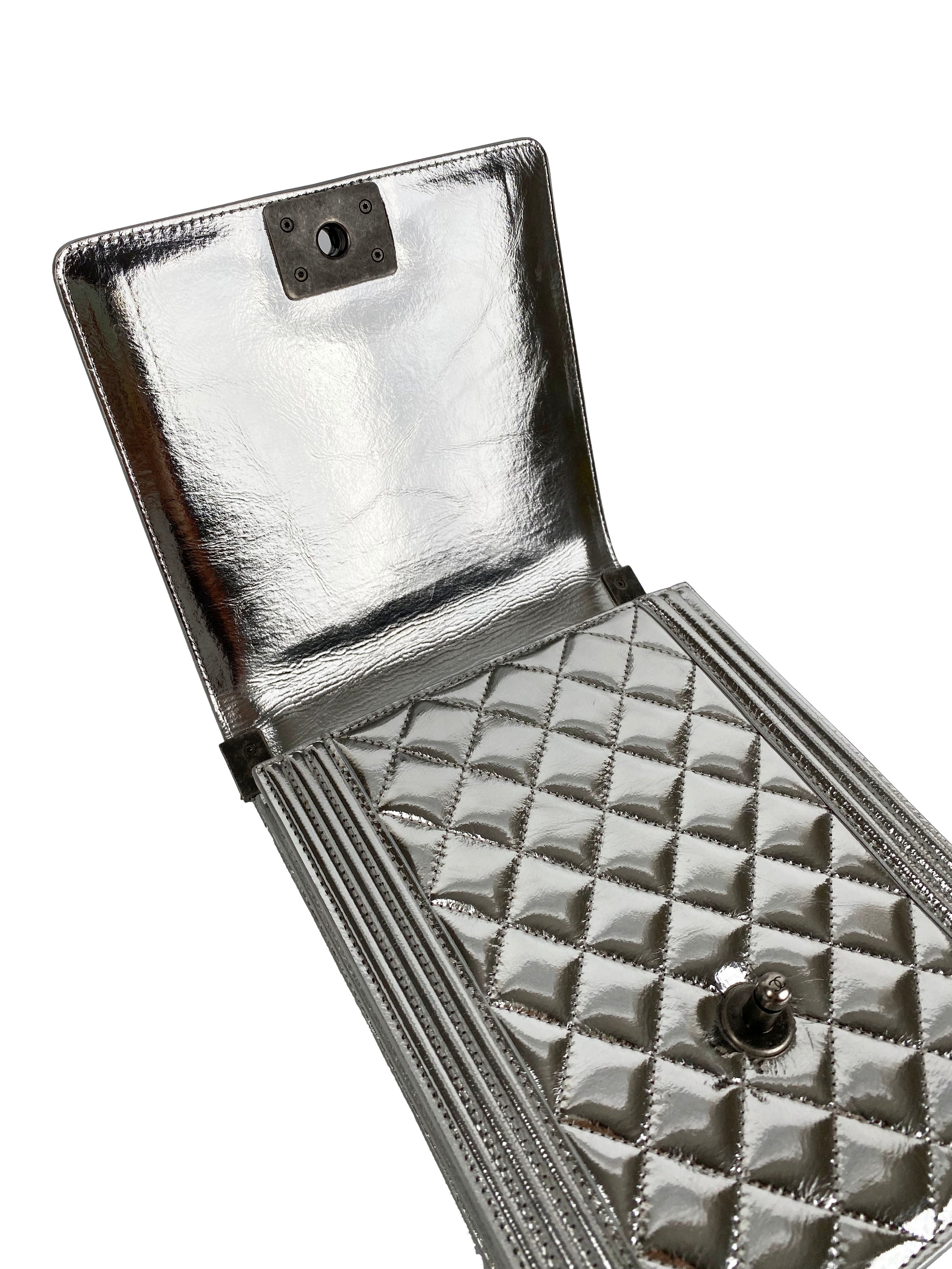 Chanel North South Silver Boy Bag