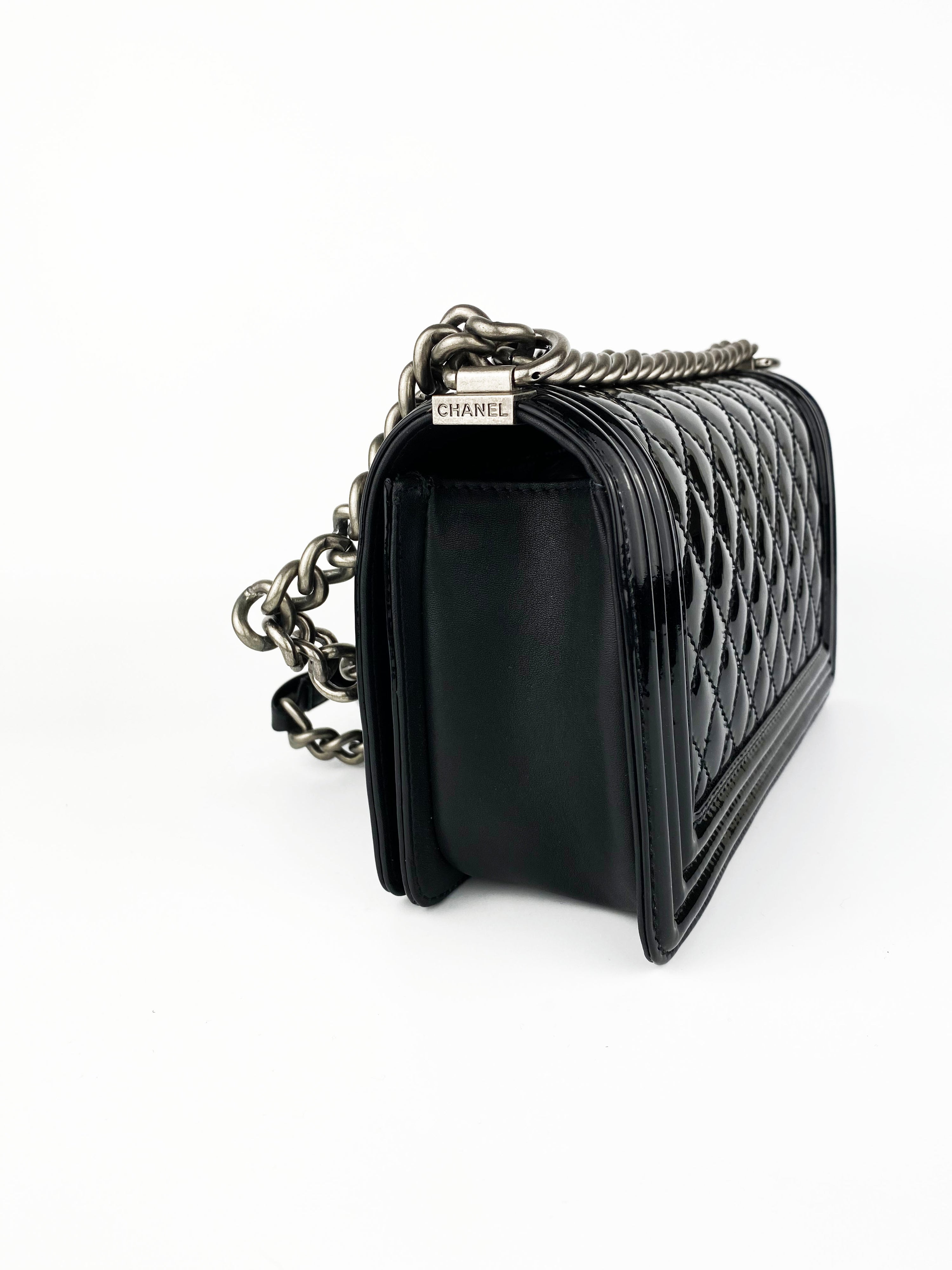 Chanel Boy Black Patent Leather Bag