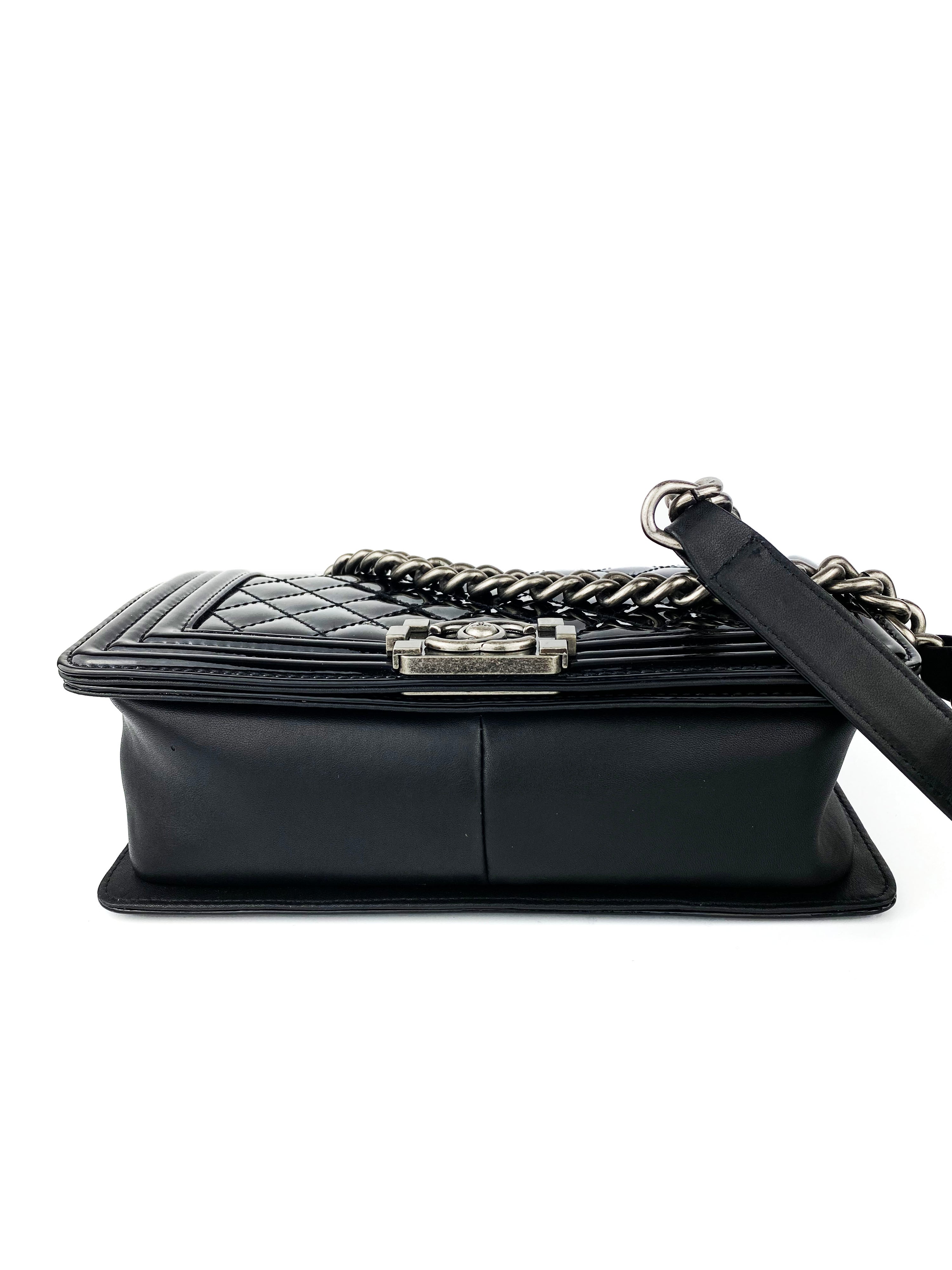 Chanel Boy Black Patent Leather Bag