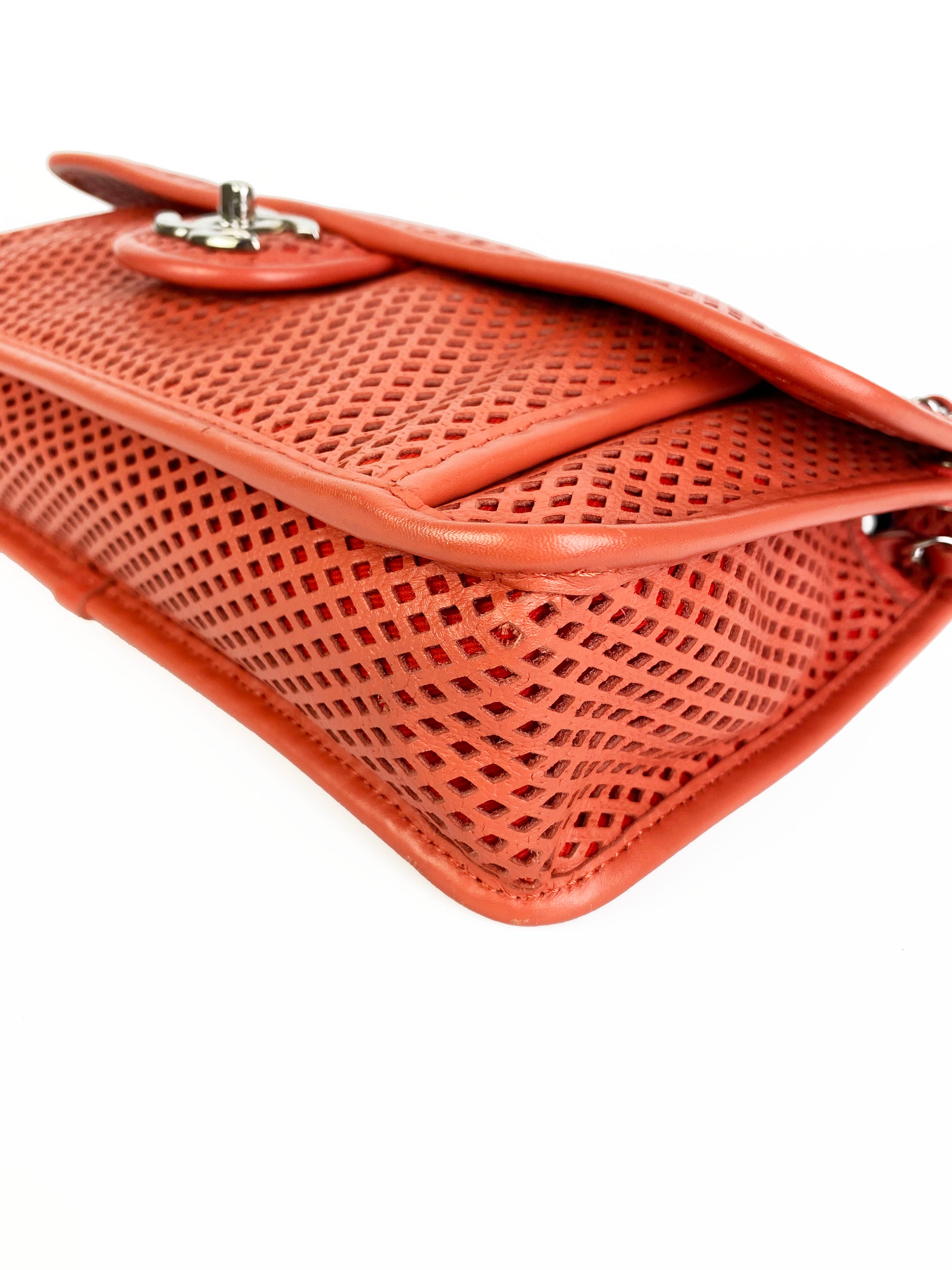 Chanel Medium Peach Perforated Classic Flap Bag