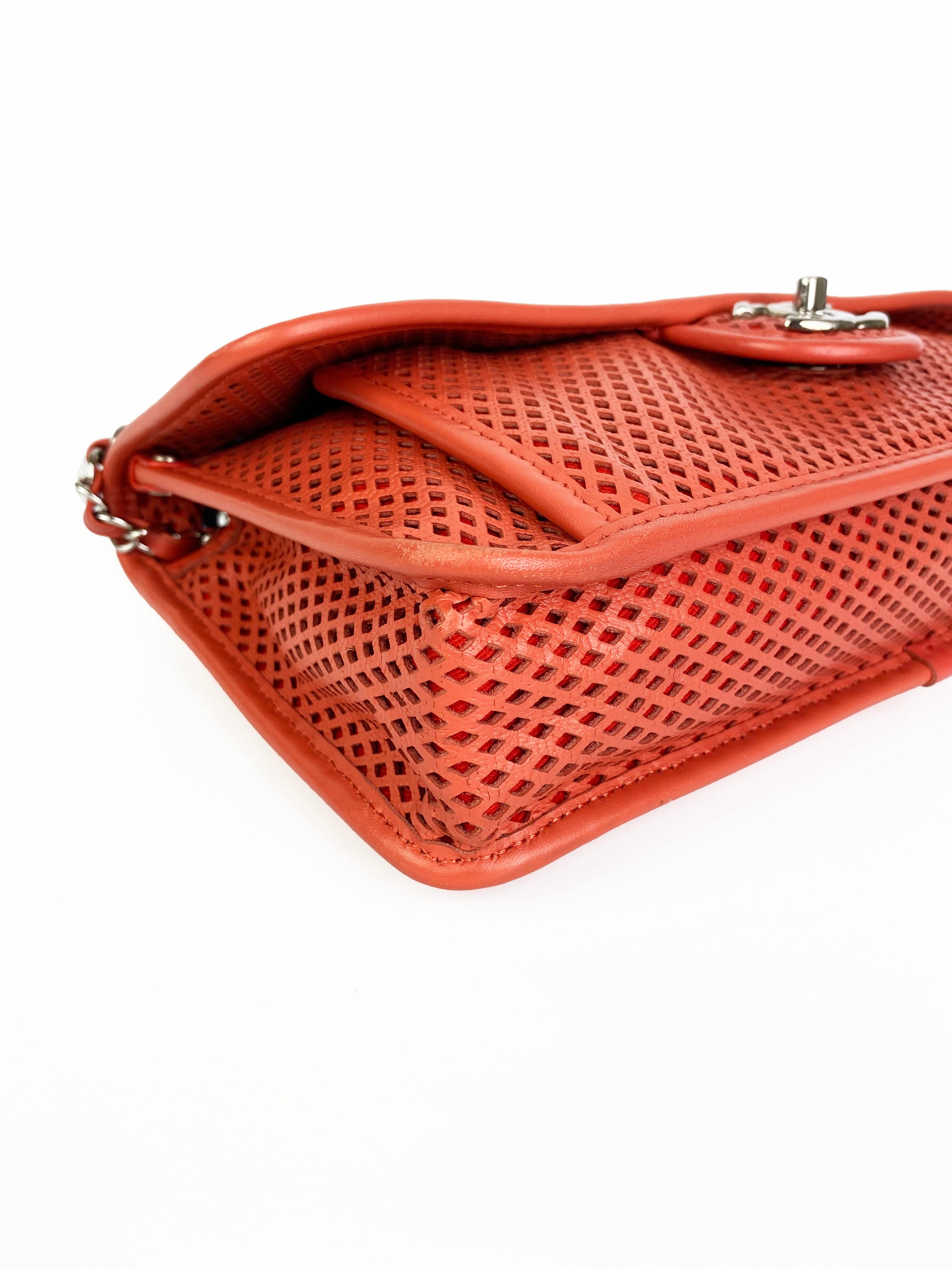 Chanel Medium Peach Perforated Classic Flap Bag