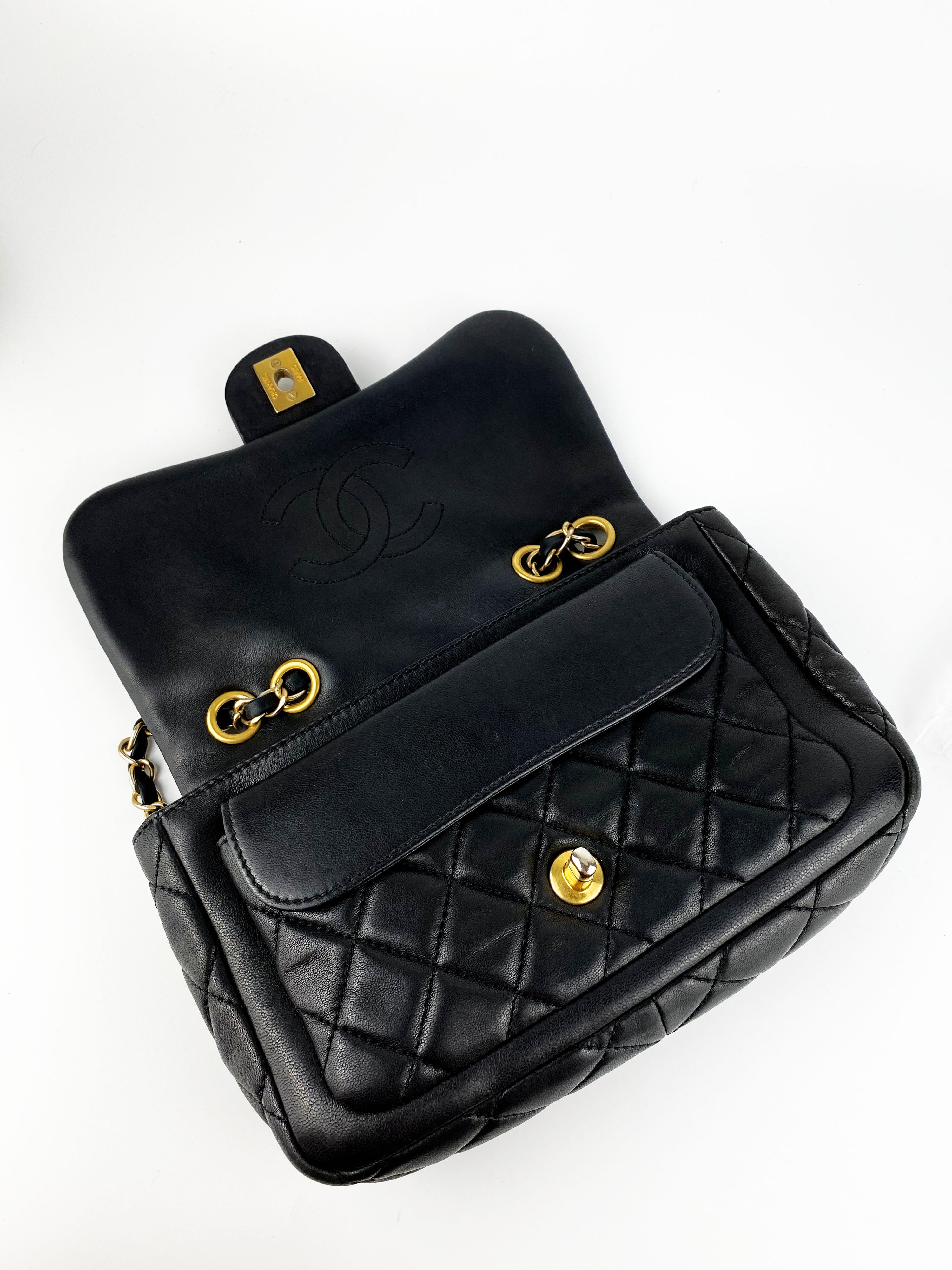 Chanel Black Small Lambskin Quilted Flap Bag