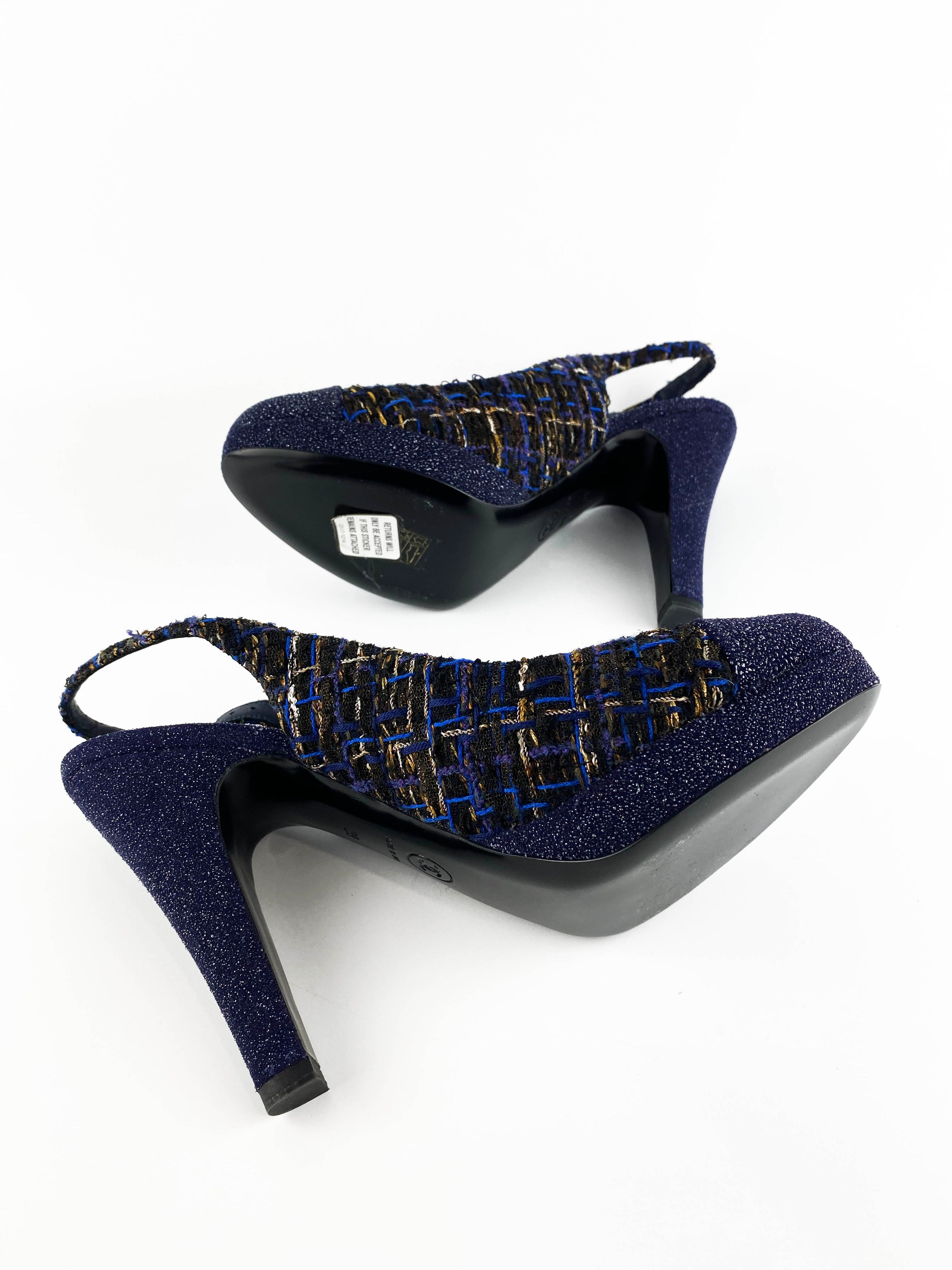 Chanel Blue Tweed Pumps 39