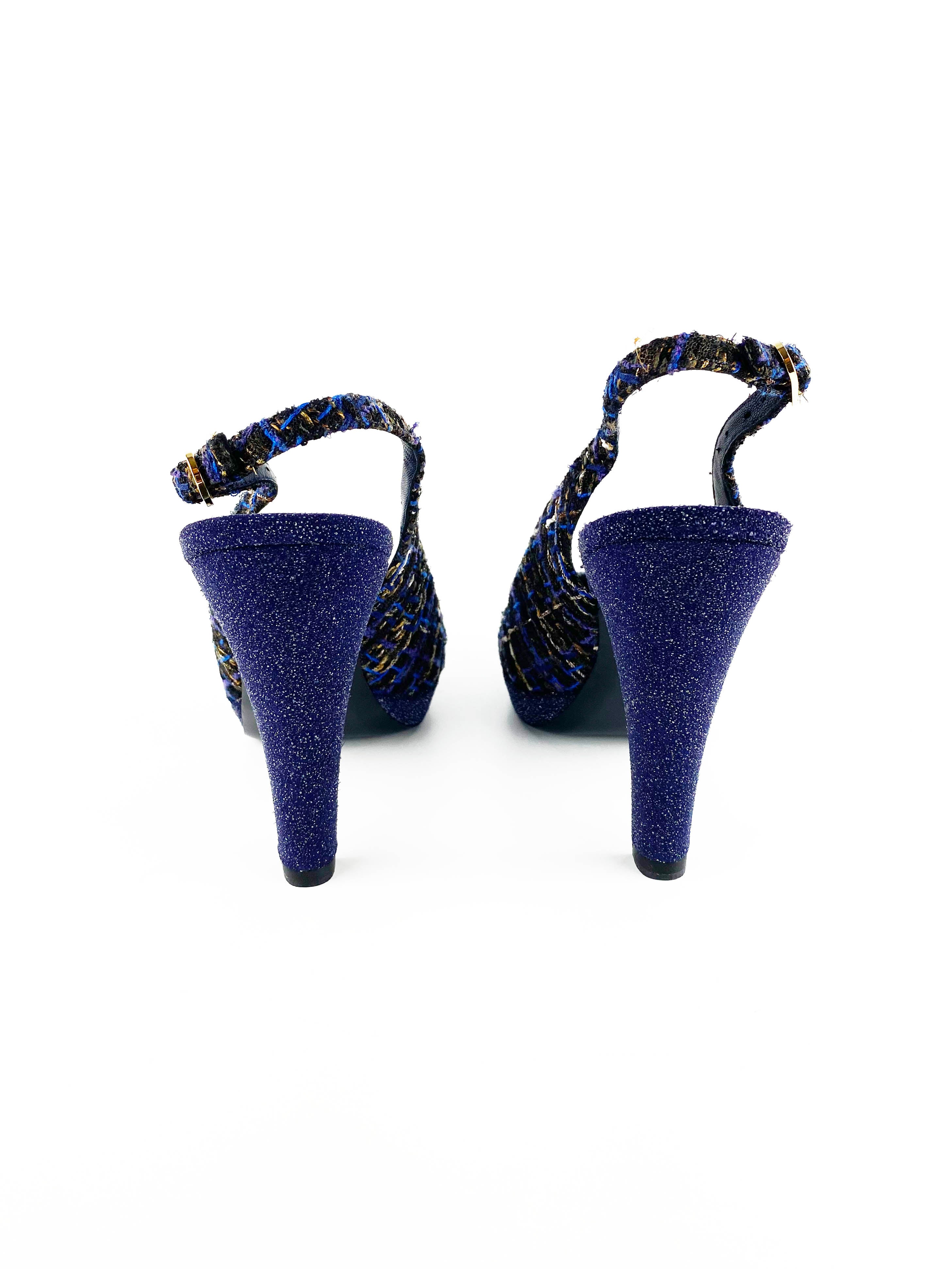 Chanel Blue Tweed Pumps 39