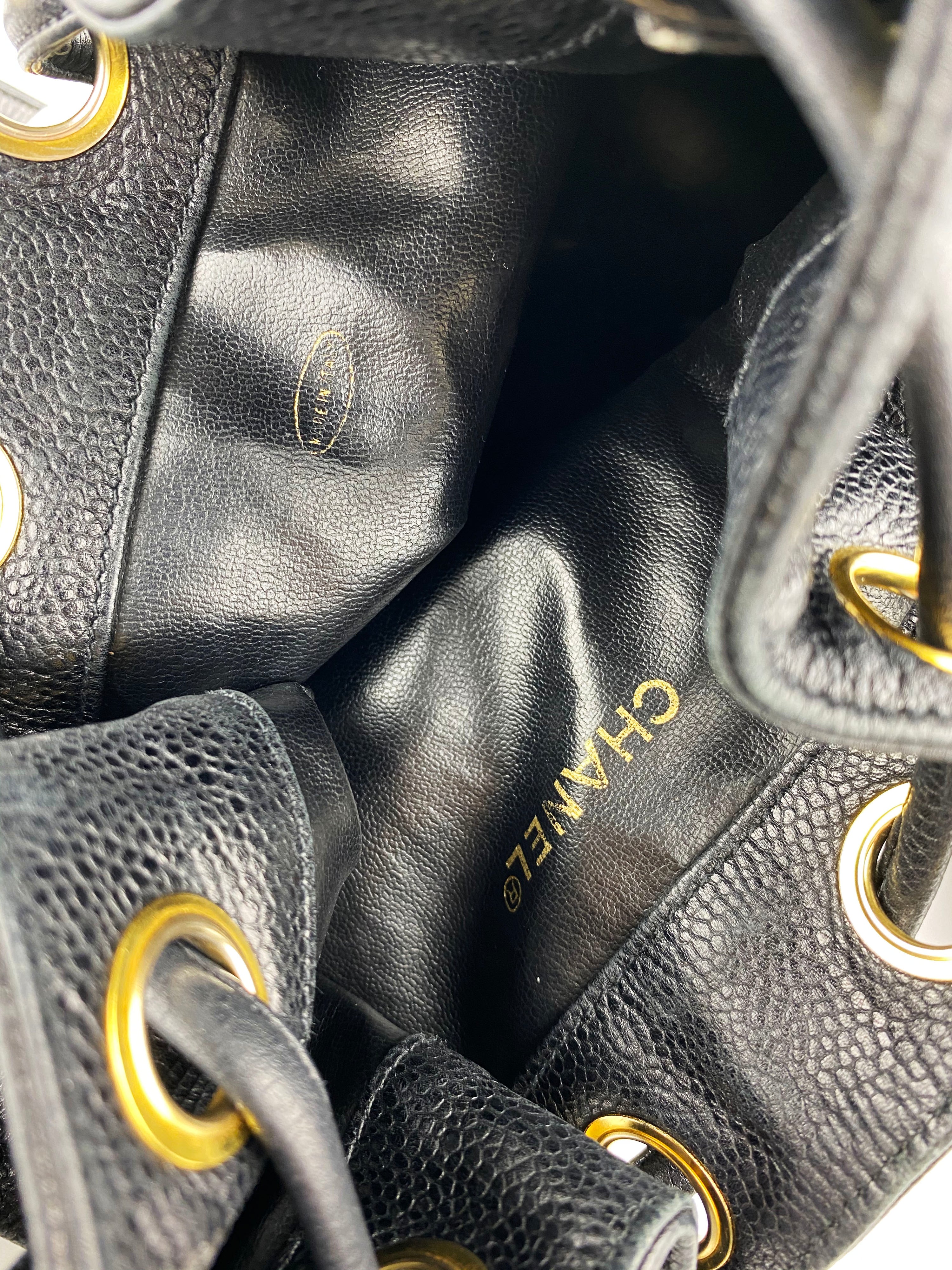 Chanel Vintage Drawstring Bucket Bag with Gold Baubles