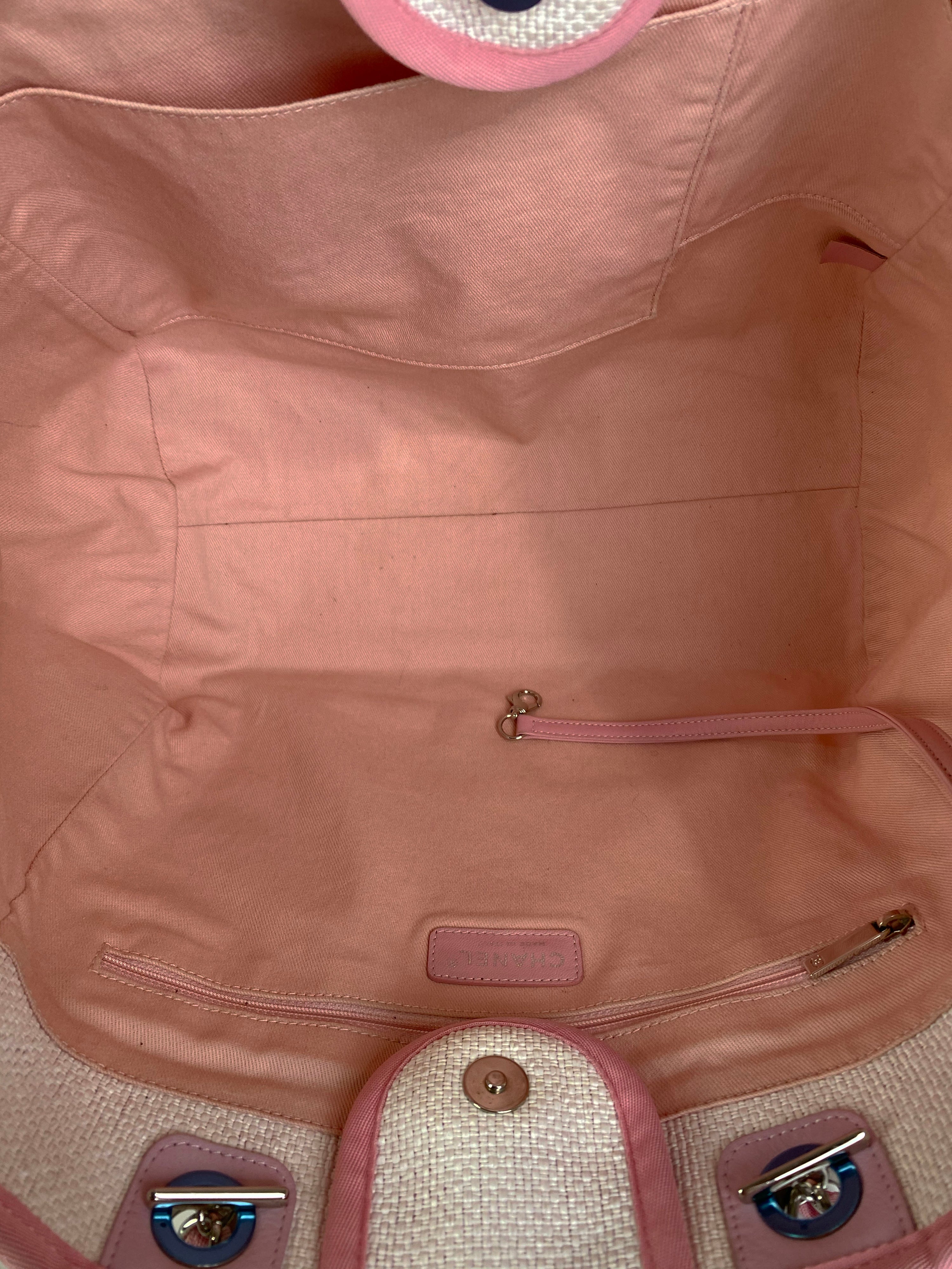 Chanel Pink 
White Deauville Tote