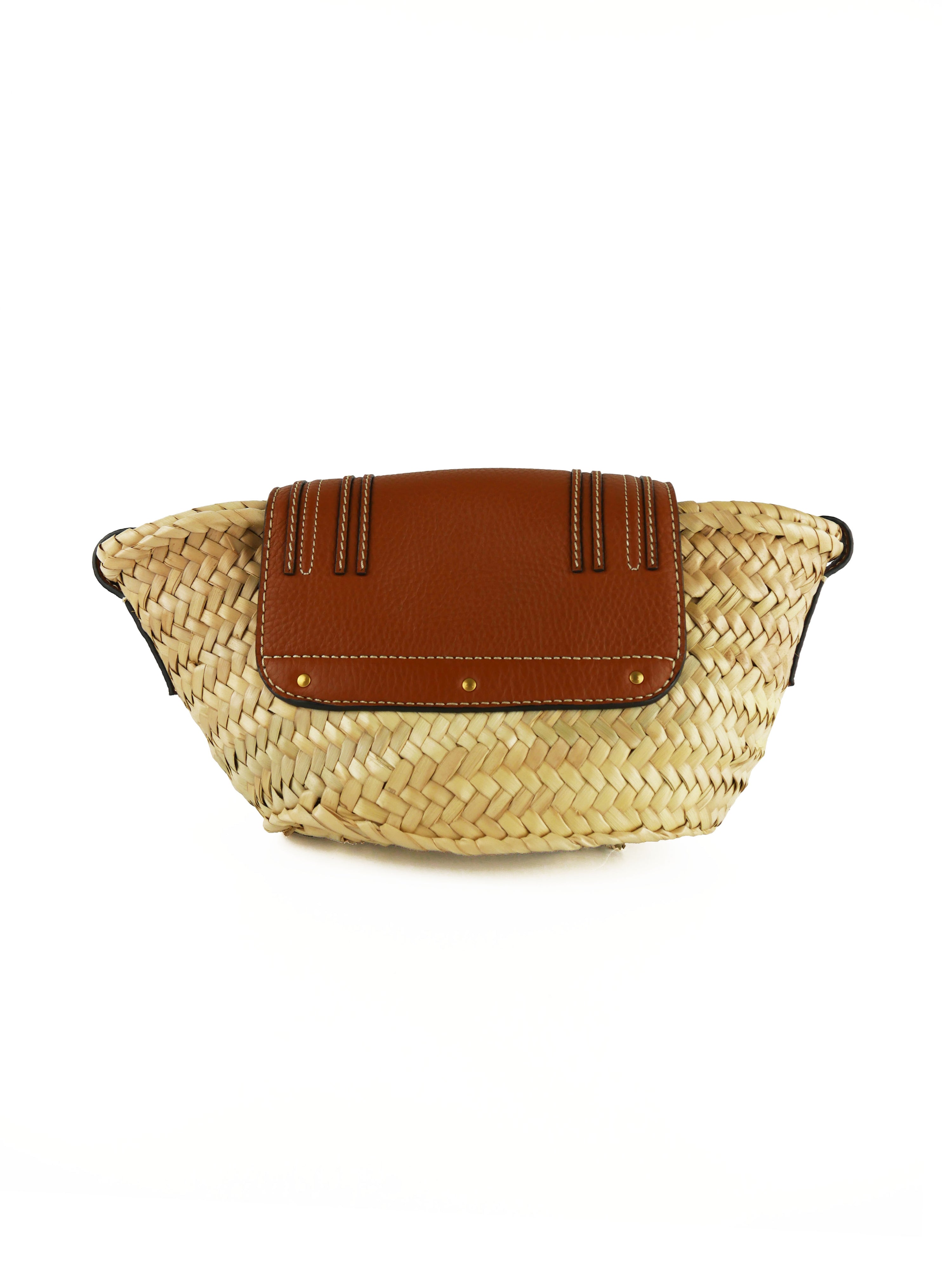 Chloe Beige Raffia Small Marcie Basket Bag