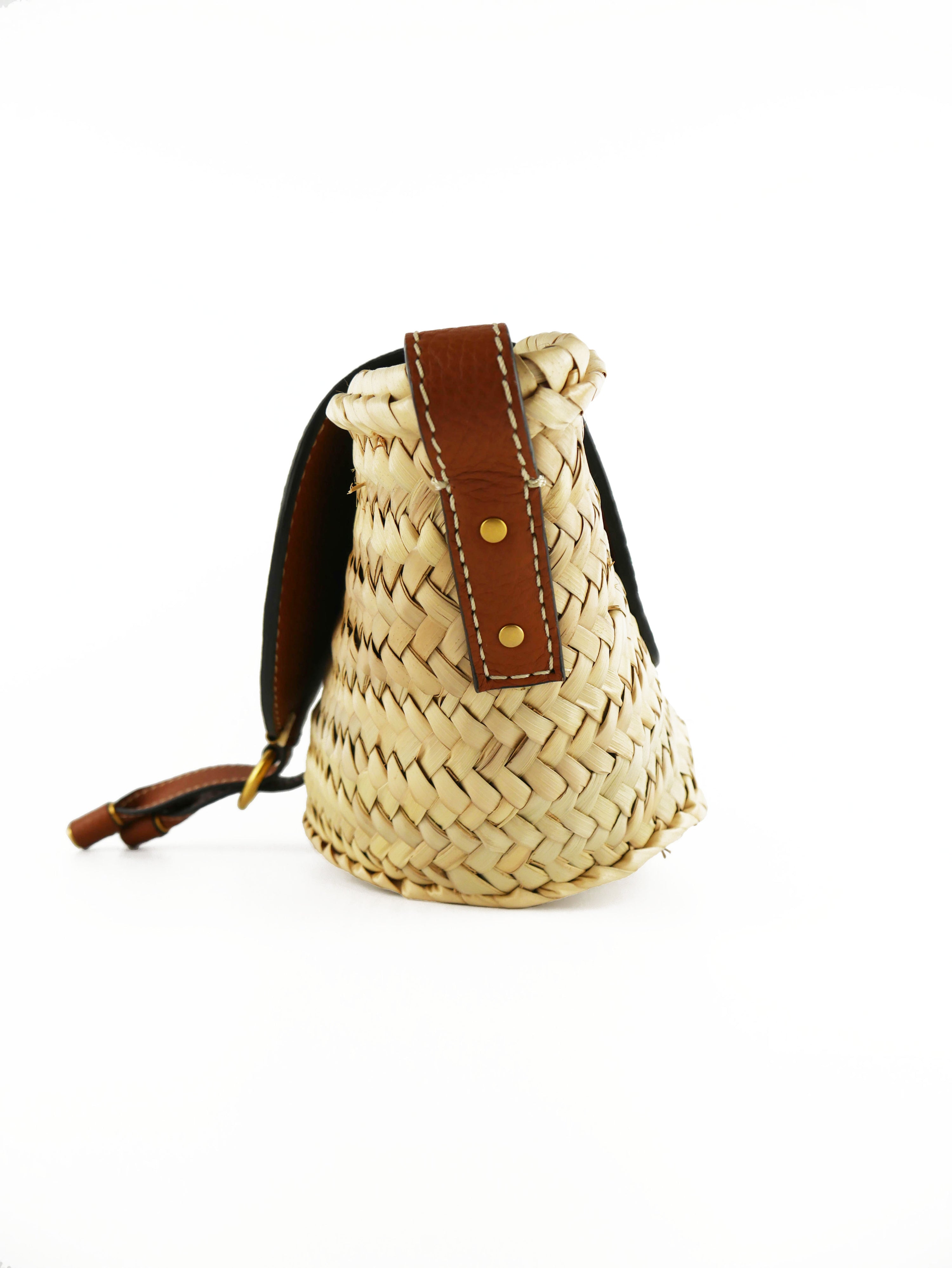 Chloe Beige Raffia Small Marcie Basket Bag