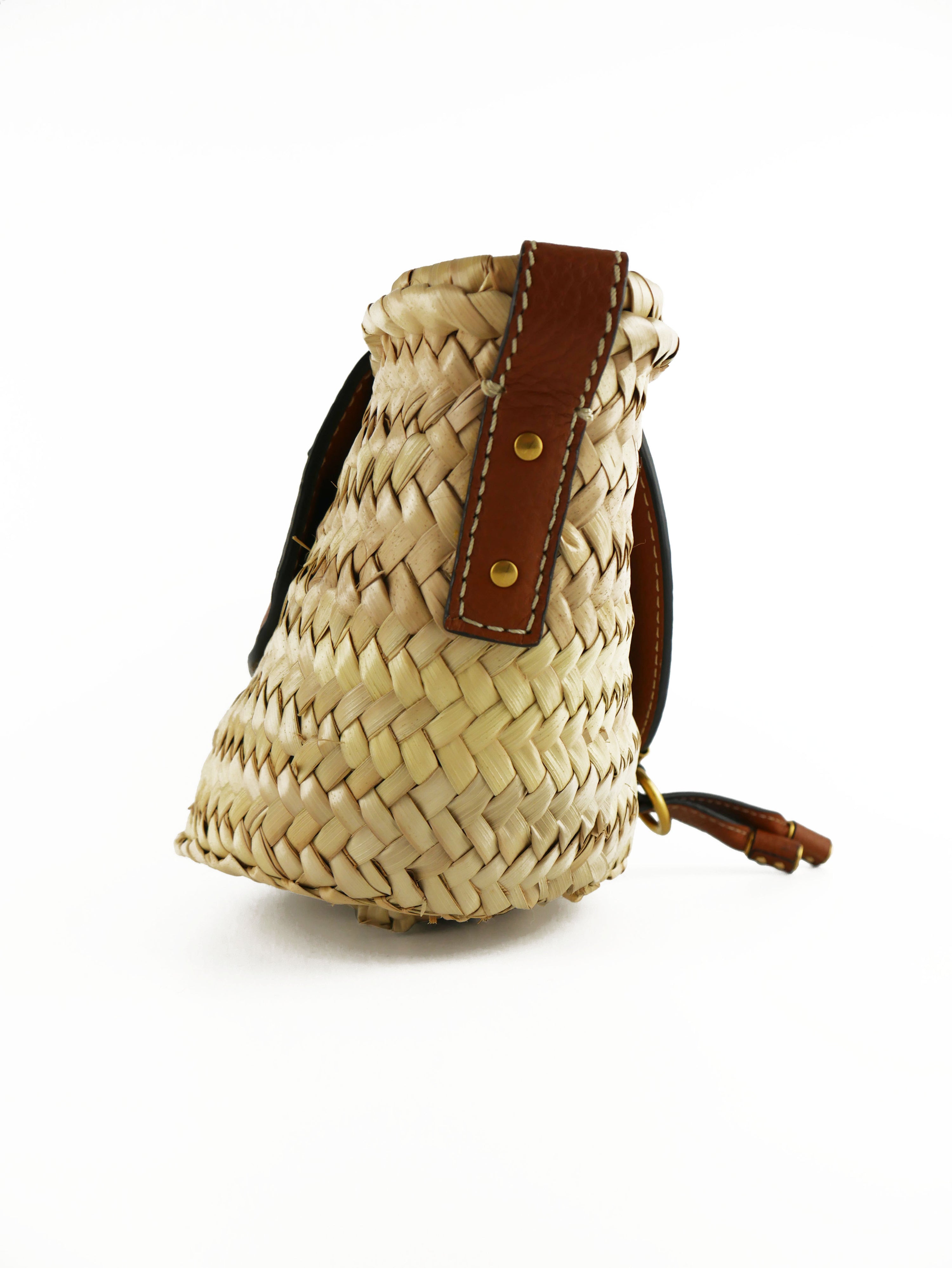 Chloe Beige Raffia Small Marcie Basket Bag