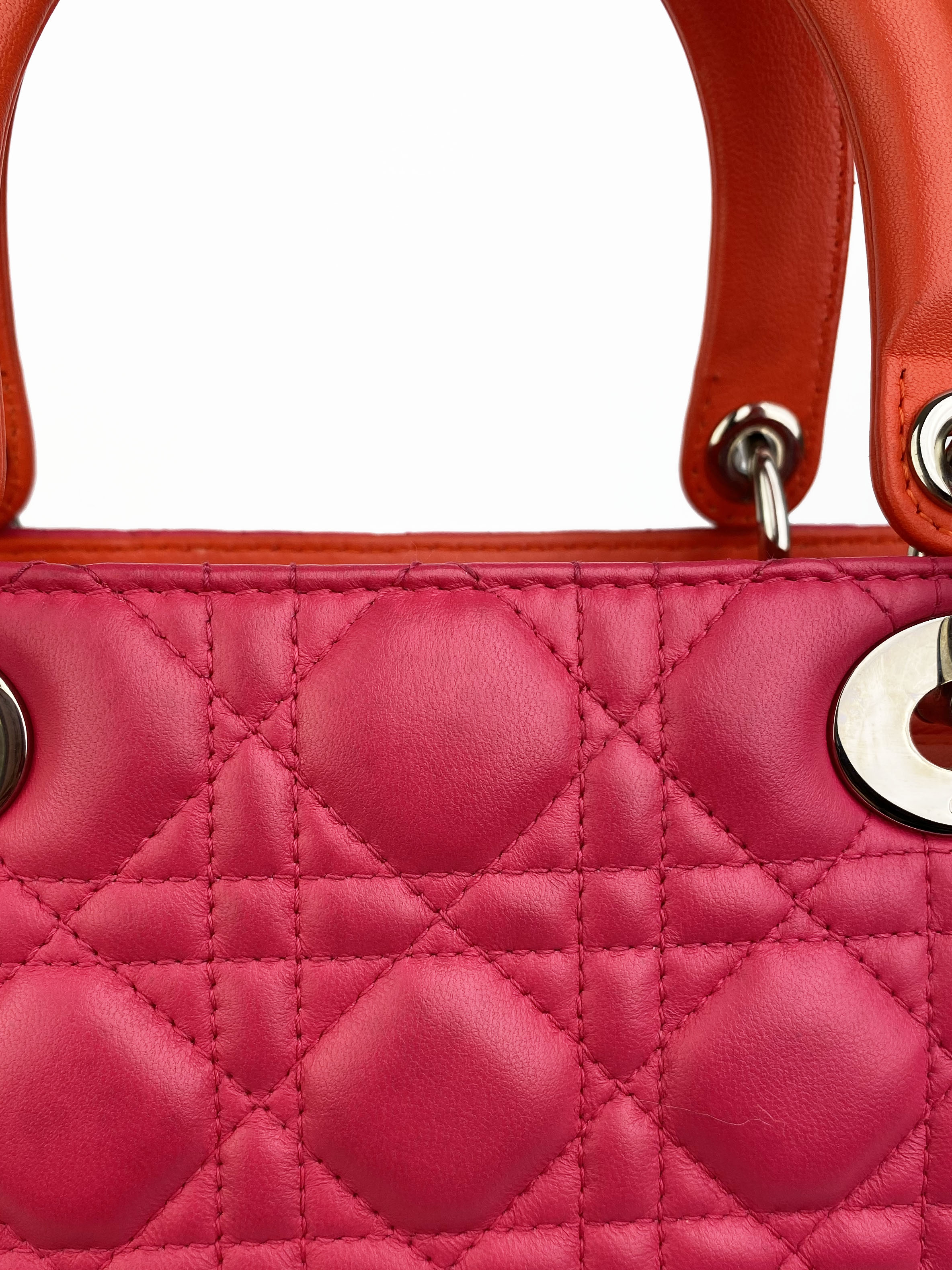 Christian Dior Orange 
Pink Colourblock Lady Dior Bag