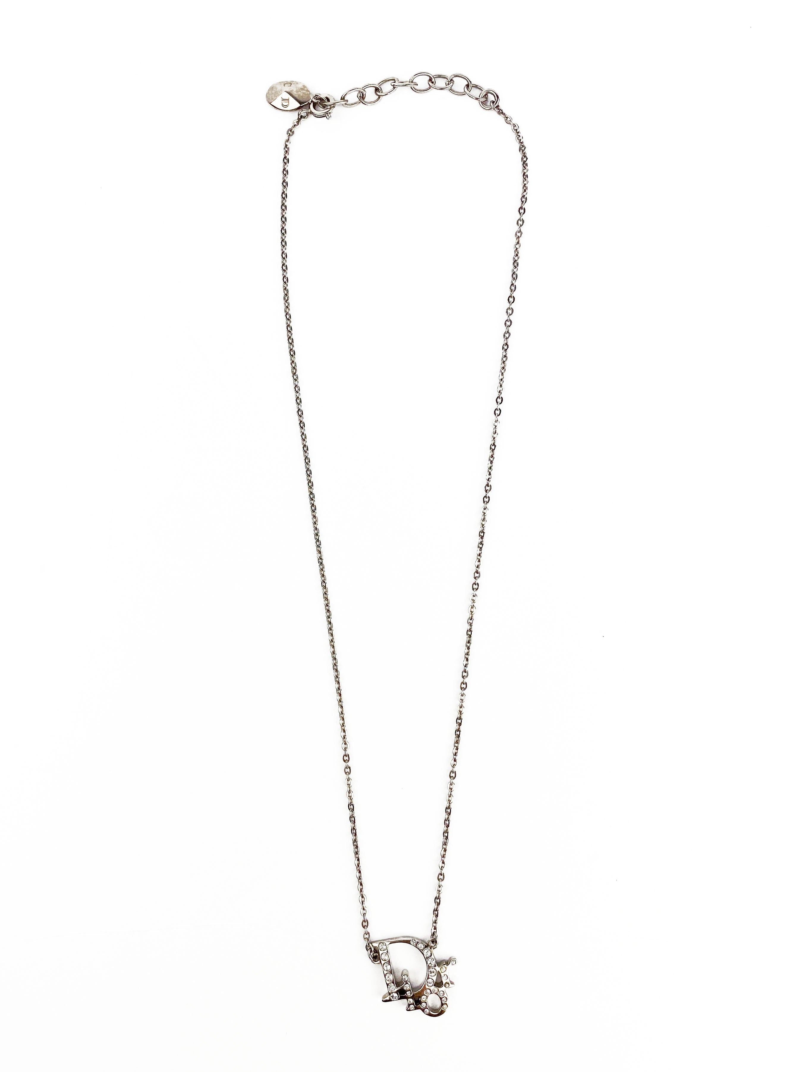 Christian Dior Logo Crystal Necklace